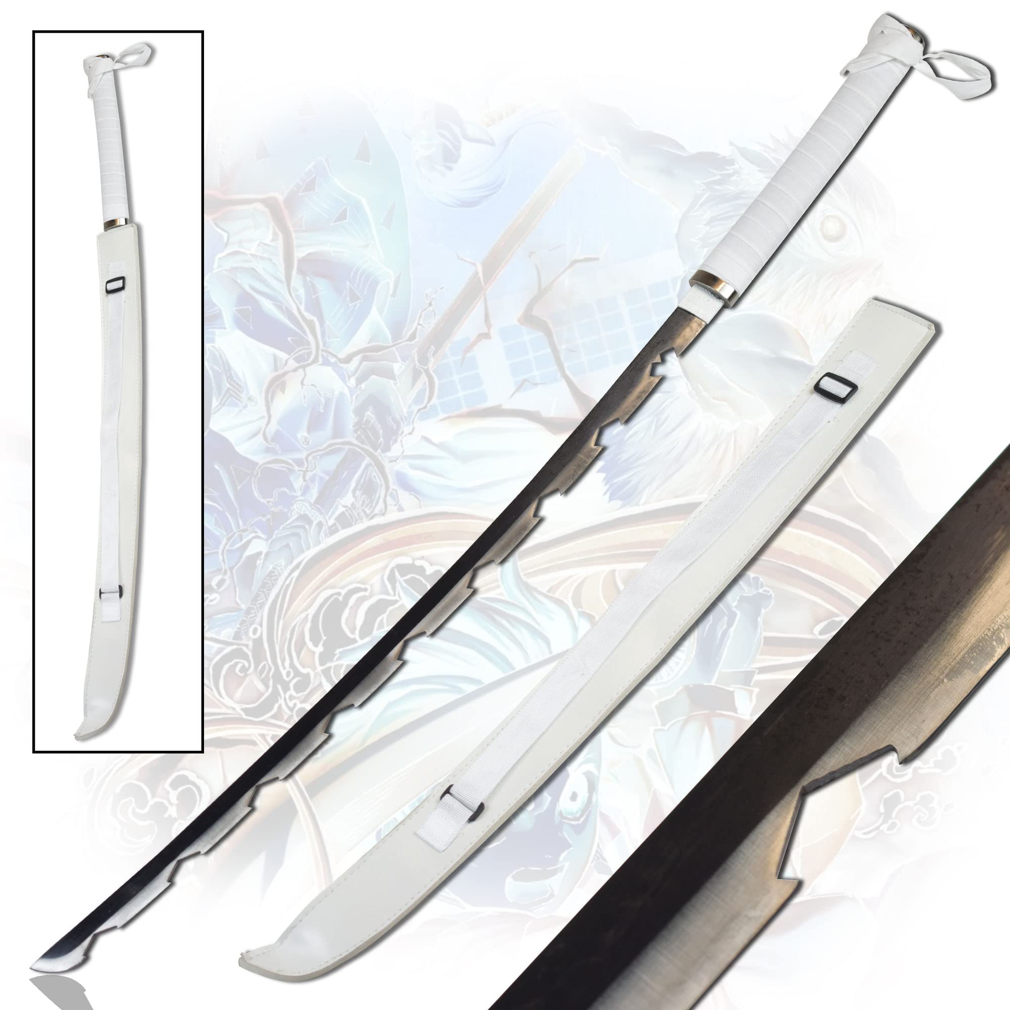Swords and more Demon Slayer - Hashibira Inosuke Schwert, Nichirin, Karbonstahl, 102 cm, Samurai Schwerter, Demon Slayer Schwert für Dämonentöter Kostüm & Anime Geschenke