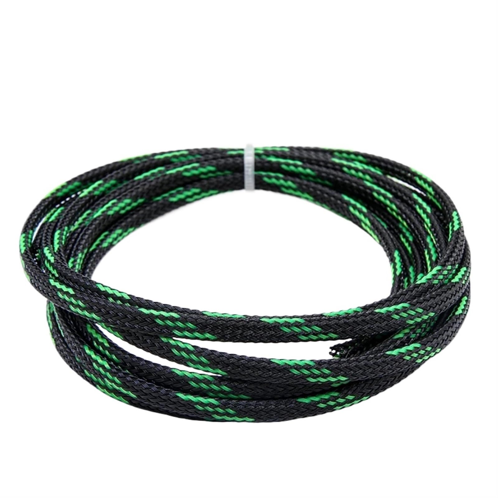Rękaw do zarządzania kablami, Nylonowa, rozciągliwa, pleciona osłona kablowa, wielokolorowa, 2-40 mm, 2-10 metrów(Black UV Green,30MM-10 METERS)