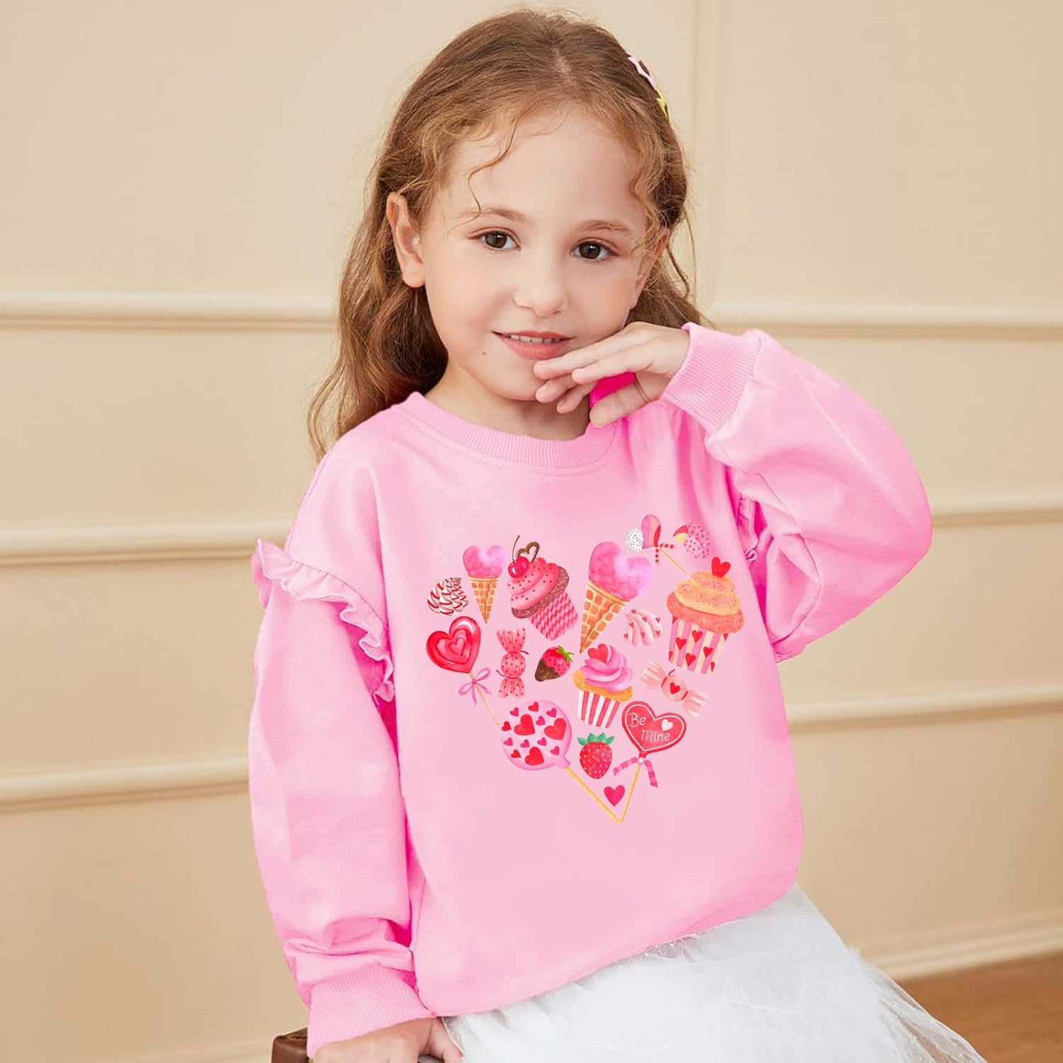 Toddler Girls Valentine Shirt Kids Tee Shirt Love Heart Shirt for Girl XOXO Holiday Ruffle Long Sleeve T-Shirt 2-7T - Image 4