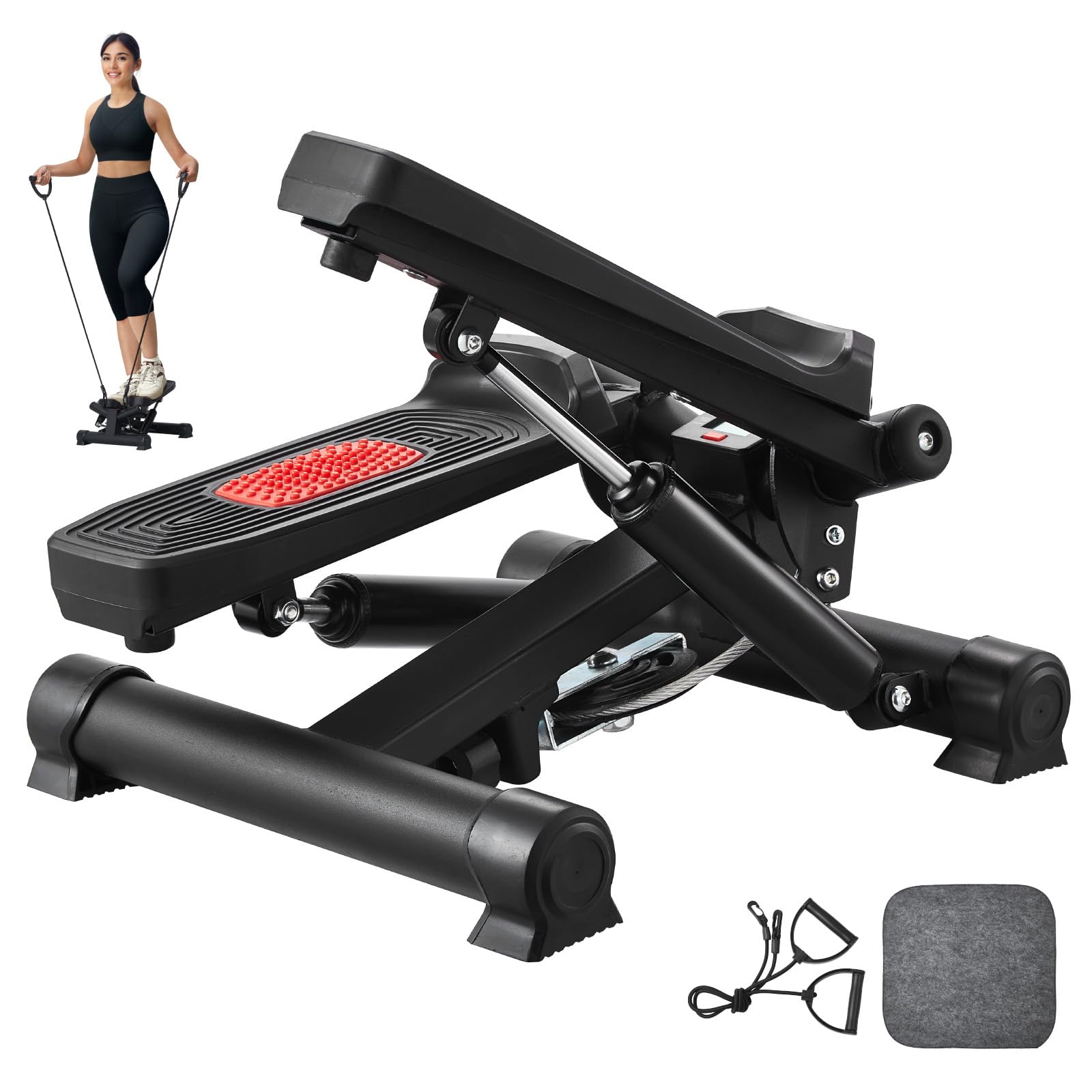Happybuy Stair Stepper,330lbs Load Capacity, Mini Stepper for Exercise at Home, Hydraulic Fitness Twist Stepper with Resistance Bands,Full Body Workout Cardio Equipment,Stair Climber with LCD Monitor-image-25