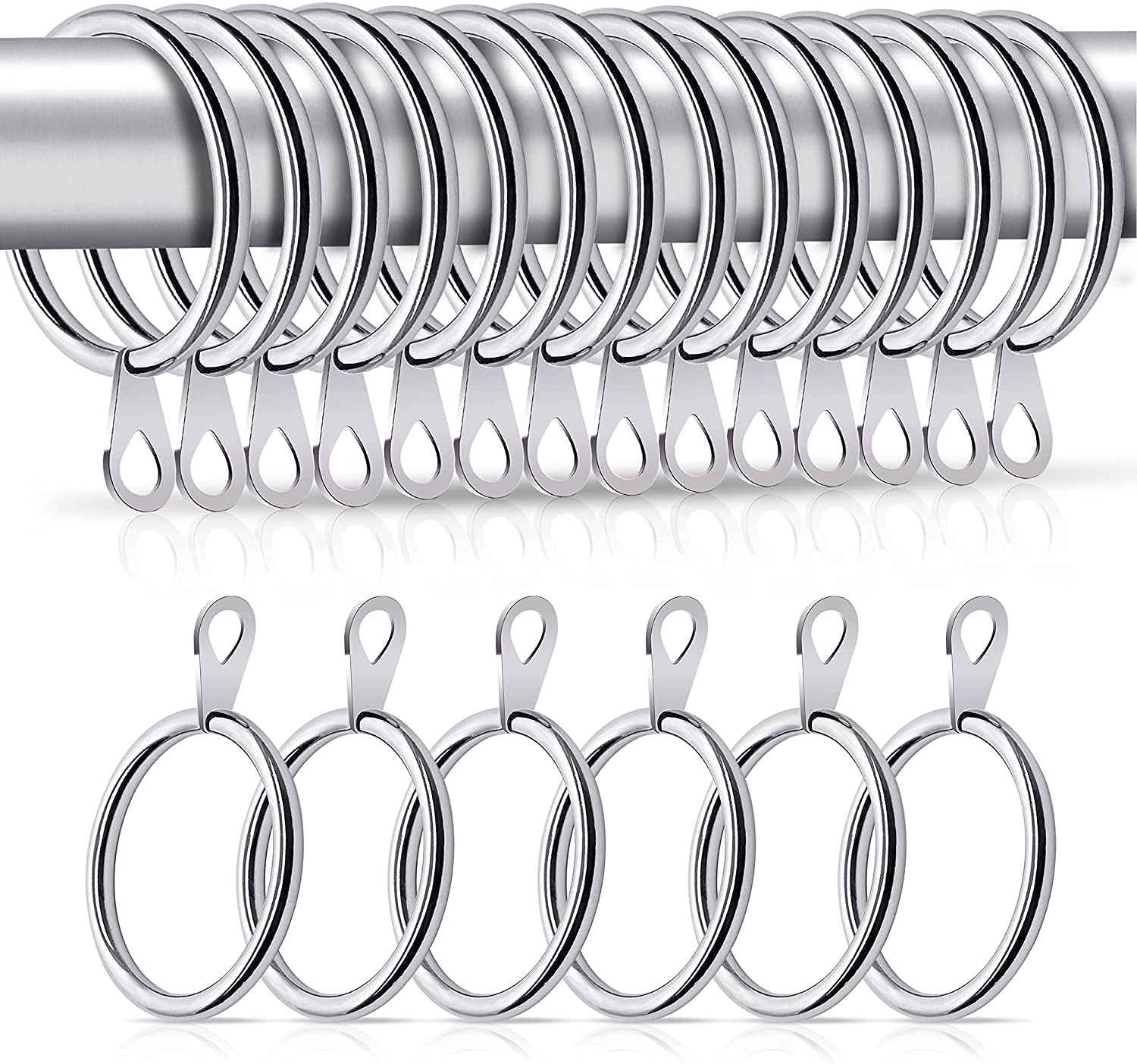 Silver Curtain Pole Rings 30mm Strong Metal Curtain Hanging Rings Sliding Eyelet Rings Hanging Rings Pack of 60.