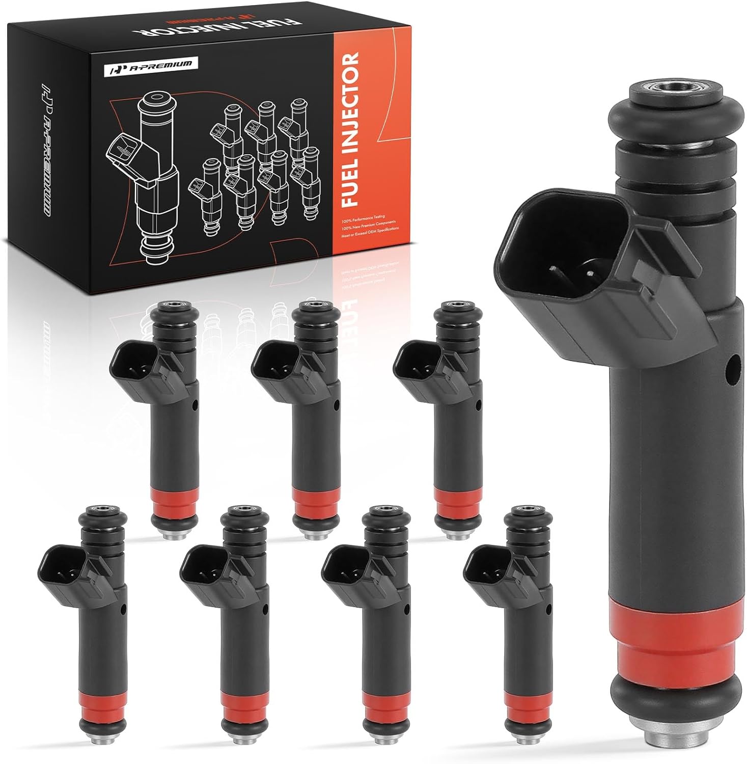 A-Premium 4 Holes Fuel Injectors Set of 8 Compatible with Ford Explorer 2002-2003 & Mercury Mountaineer 2002-2003, 4.6L, Replace# 1L2Z9F593DA, 1L2Z9F593EA