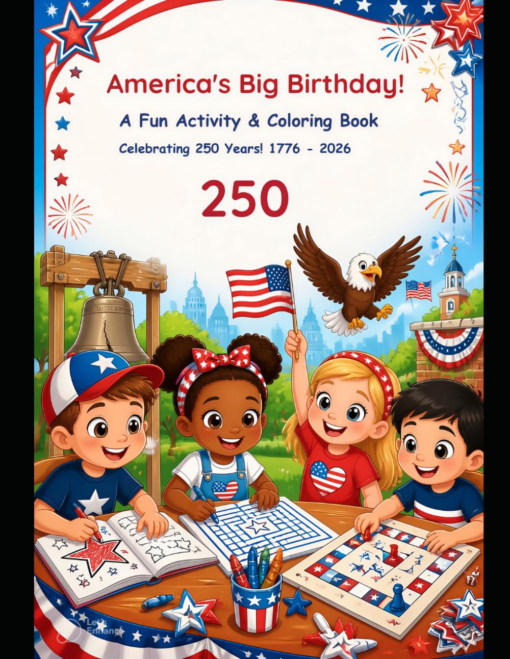 America's 250th Birthday Activity & Coloring Book for Kids: Celebrate 250 Years with Coloring Pages, Puzzles, Games and Fun Activities