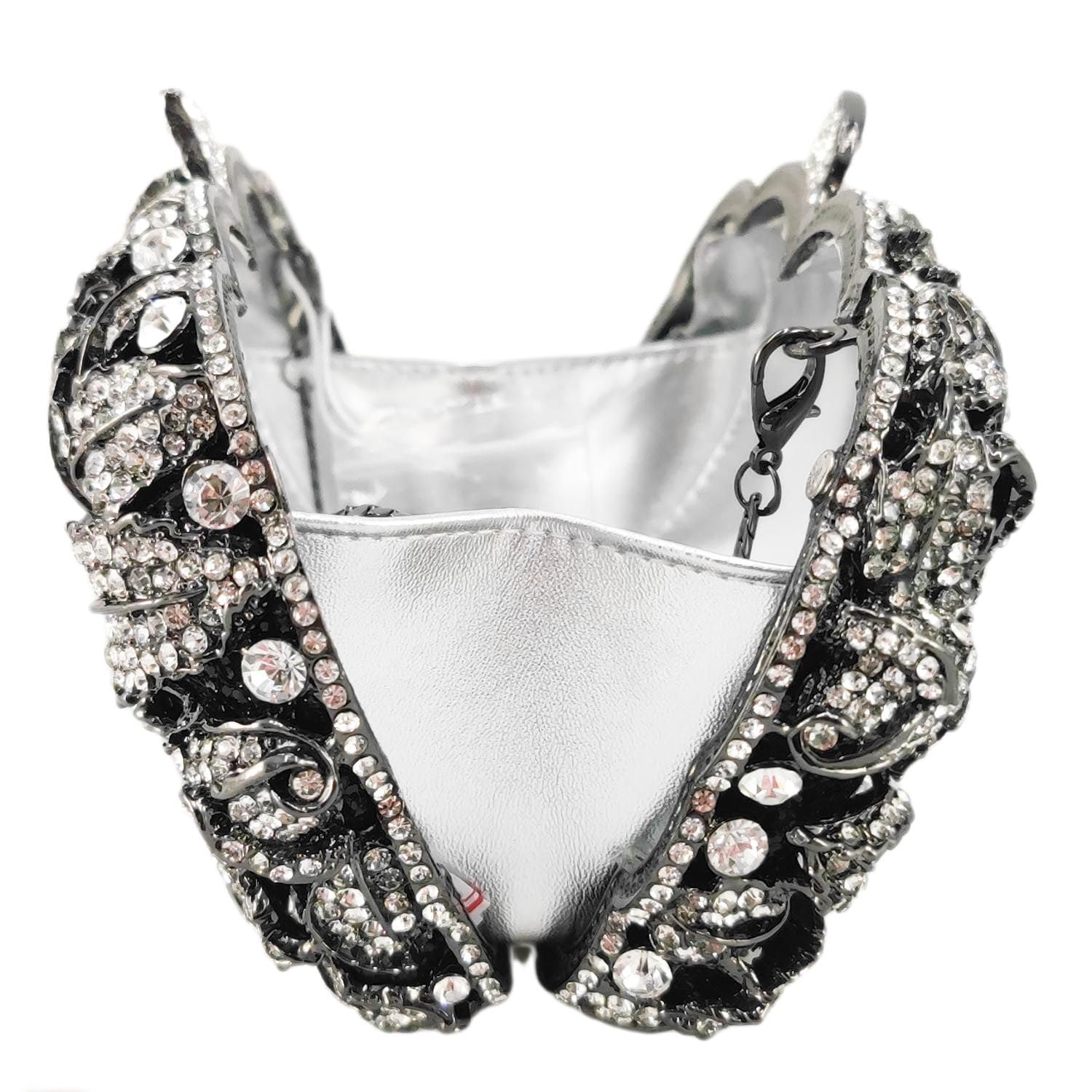 Boutique De FGG Pochette da sera con fiori da donna, borsetta da sposa, pochette con strass rosa e strass, mini
