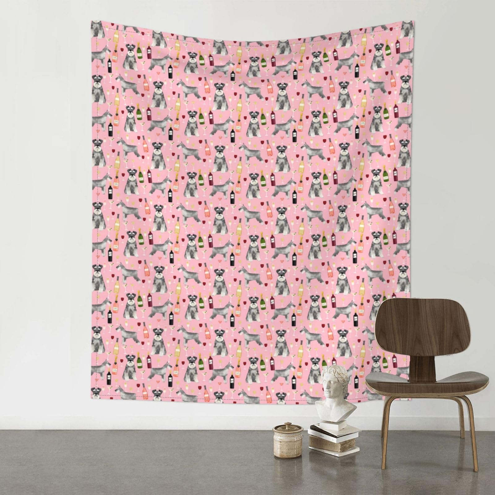 HJFCZH Schnauzer Prints Wall Tapestry 60x51in – Boho Decor Throw for Bedroom, Dorm, Beach Cover & Picnic Blanket