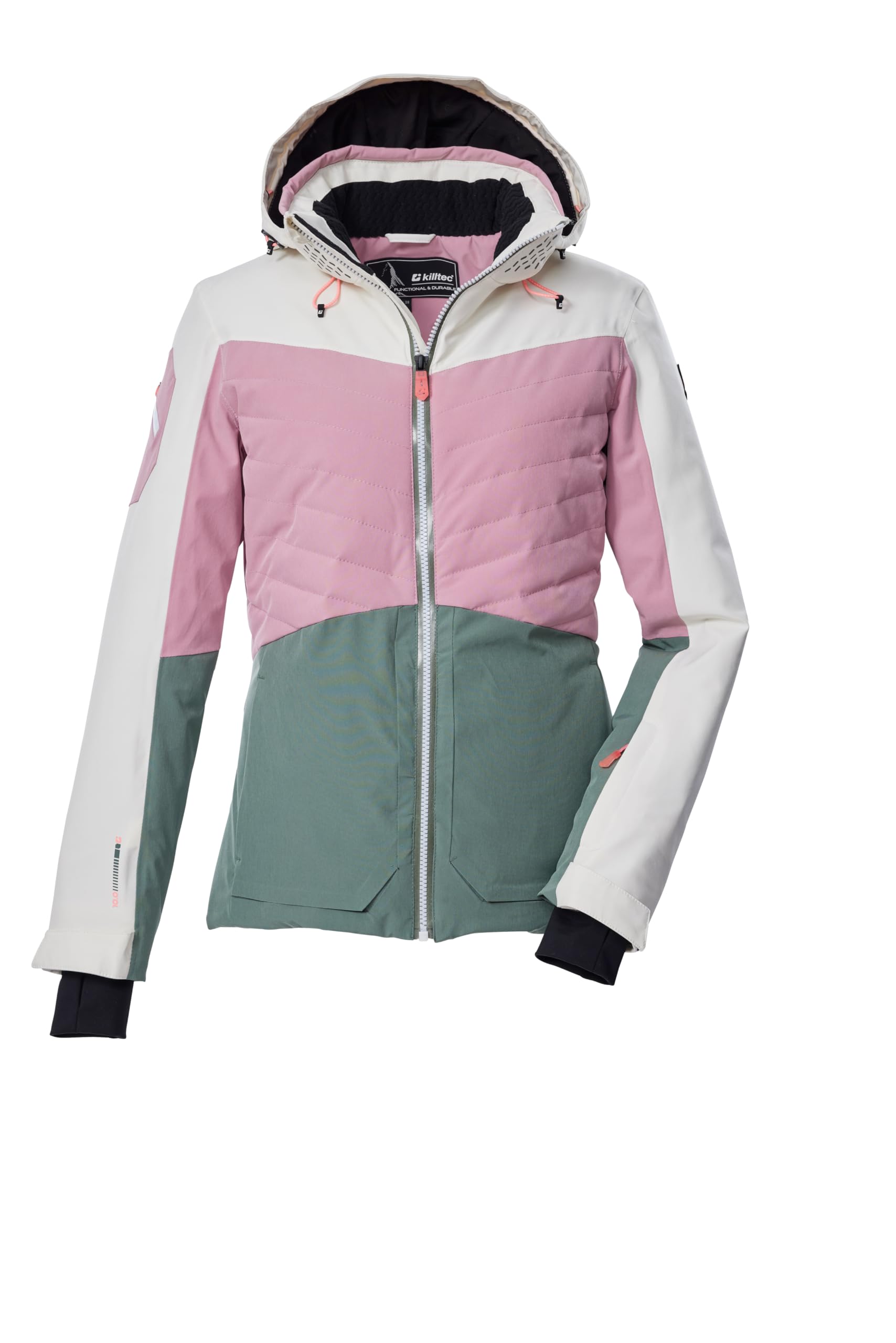 Killtec KSW 30 WMN Ski Jacket/Functional Jacket with Zip-Off Hood and Snow Guard 40 43416-000 Rosewood