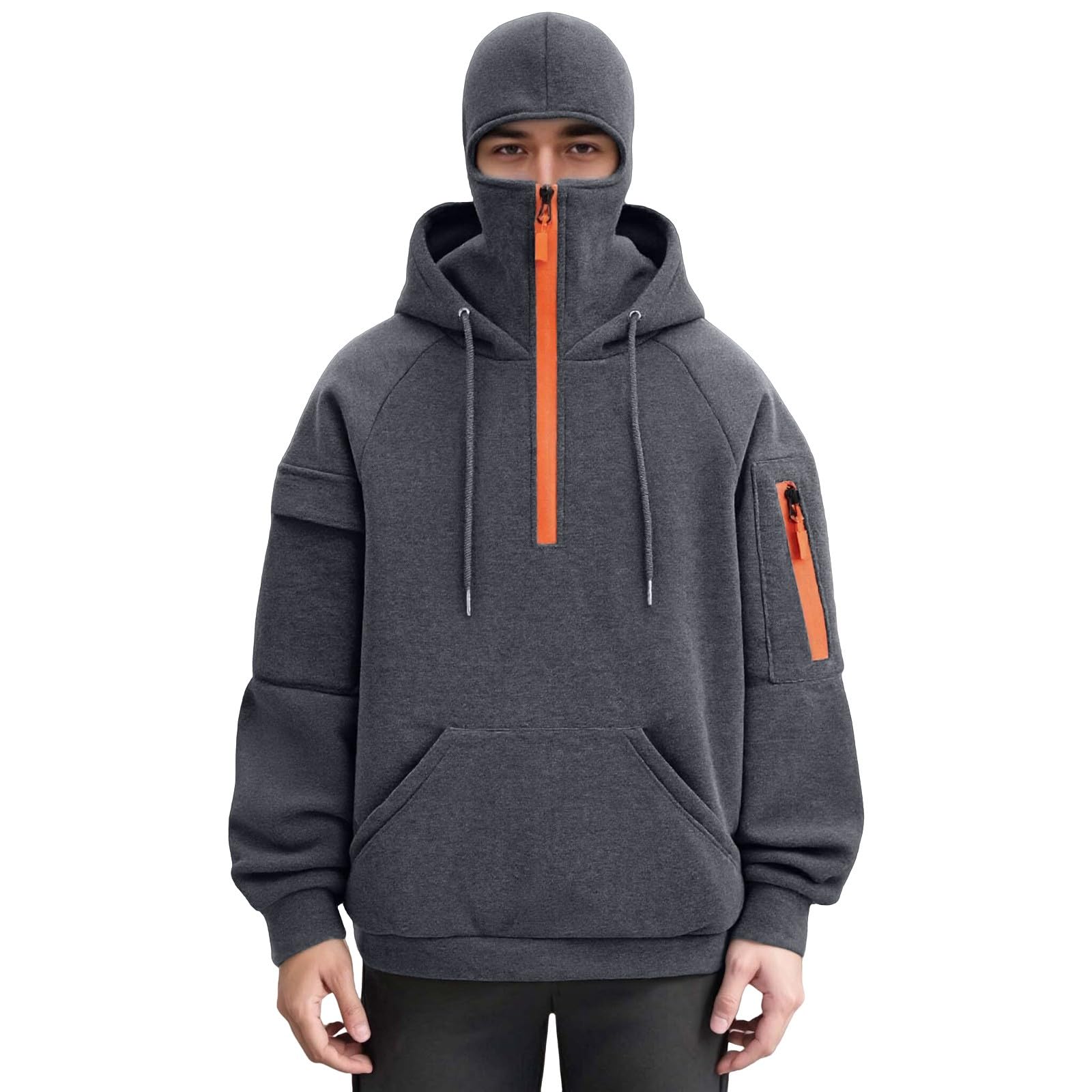 Kominiarka unisex z kapturem narciarskim dla mężczyzn i kobiet plus size zamek błyskawiczny 1/4 zimowa bluza z kapturem z długim rękawem sweter outdoorowy motocykl jazda na rowerze bluza