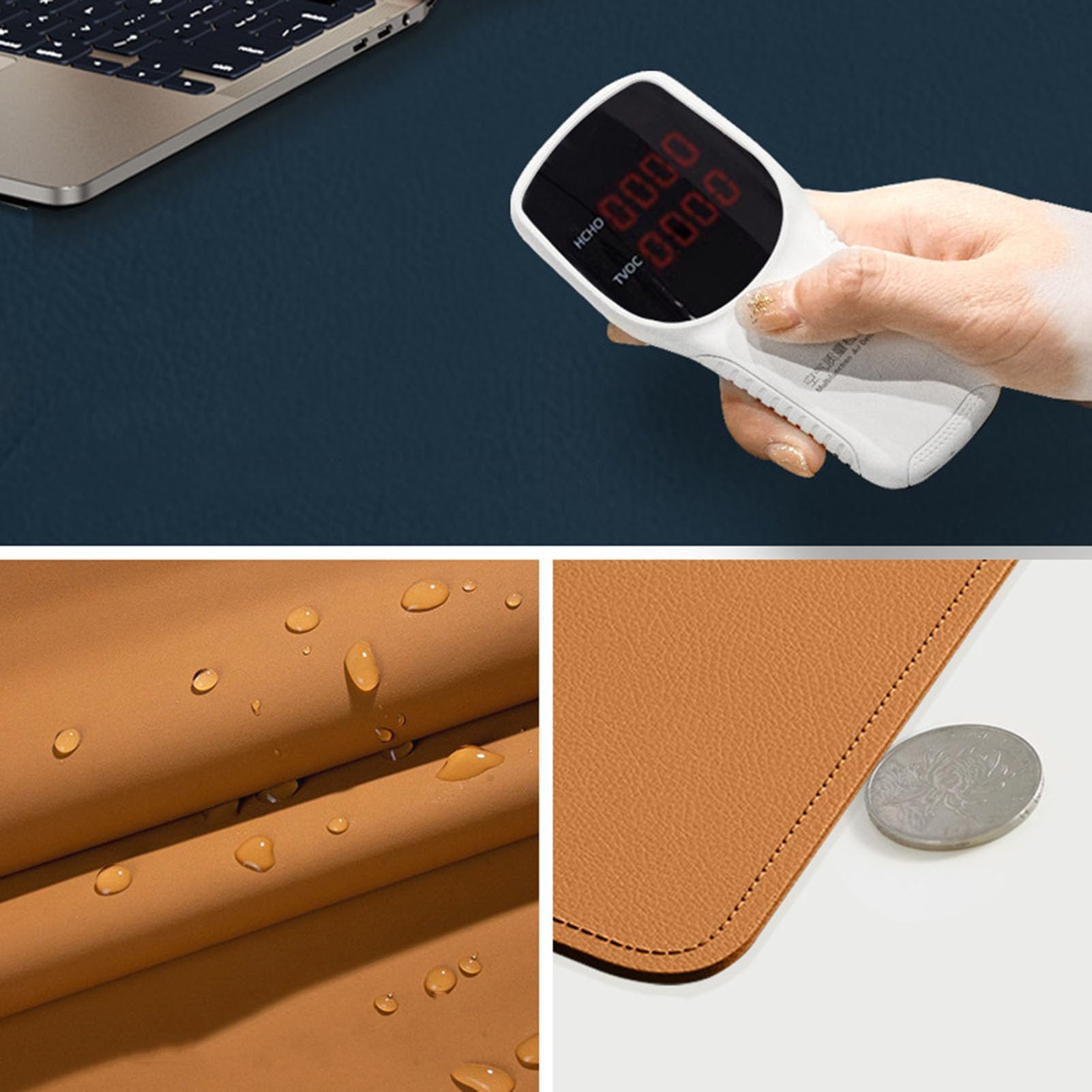 Schreibtischunterlage Aus Leder, Mauspad, Büromatte, rutschfeste Pu-unterlage, Laptop-pad, Wasserfestes Schreiben Für Büro Und Zuhause(Size:80 * 140cm/31.49" x55.11,Color:Dark Blue)