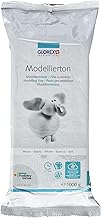 Glorex 6 1780 712 - Modellierton, 1 kg in weiß, gebrauchsfertige lufthärtende Modelliermasse, natürlich, weich und geschmeidig, nach der Trocknung bemalbar