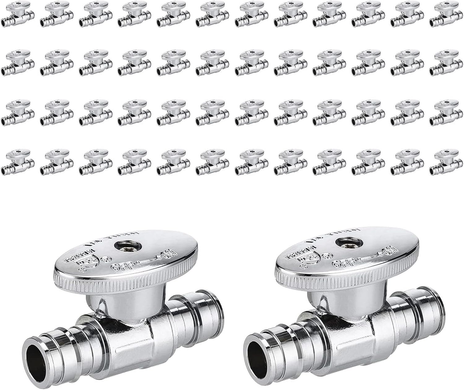 20 Pack 1/2" Pex Expansion x 3/8" OD Compression Straight Stop Valves, 1/4 Turn Pex A Straight Valve, Premium Shut Off Valve, Heavy Duty Brass for Toilet Bidet, Sink, Washing Machine