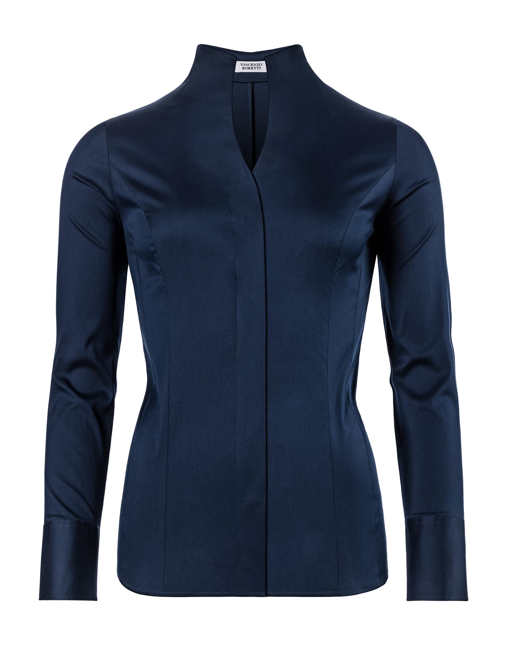 Vincenzo Boretti Bluse, Slim-fit/tailliert, Stretch, Kelchkragen - bügelleicht