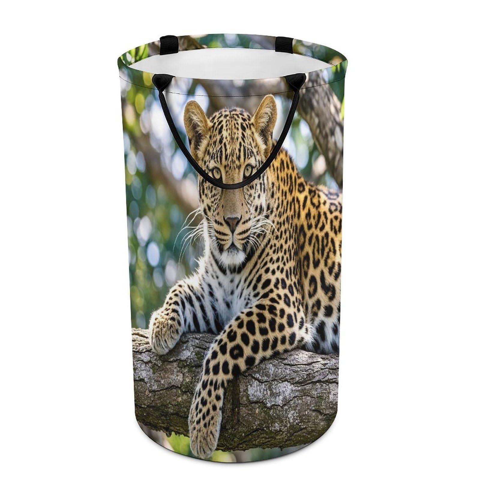 Leopard Laundry Hamper Large Collapsible Laundry Basket with Handles Waterproof Clothes Hamper Portable Dirty Clothes Basket for Bedroom Laundry Room Closet Bathroom