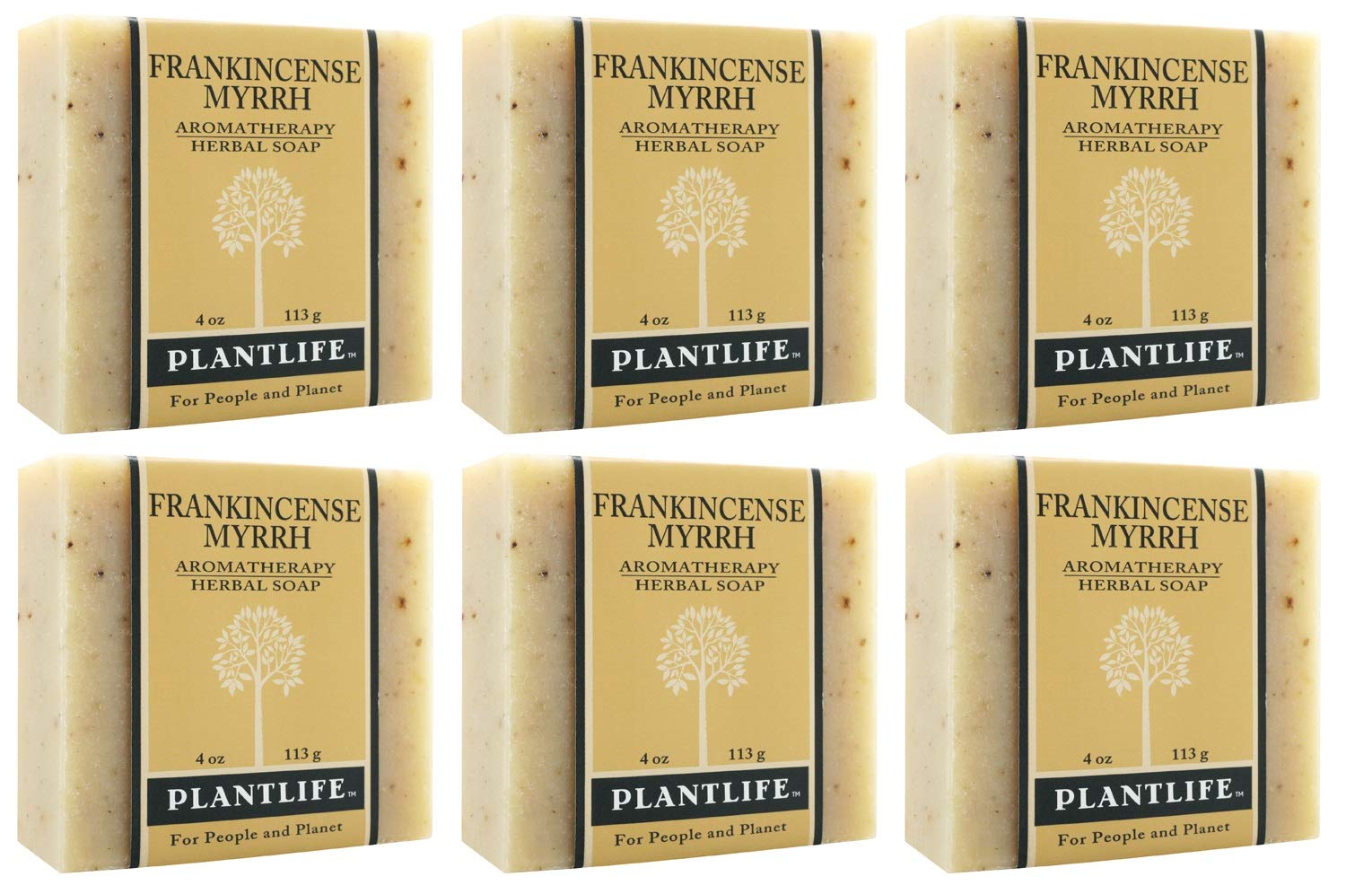 Plantlife Frankincense Myrrh 6-Pack Bar Soap - Moisturizing and Soothing Soap for Your Skin - Hand Crafted Using Plant-Based Ingredients - Made in California 4oz Bar