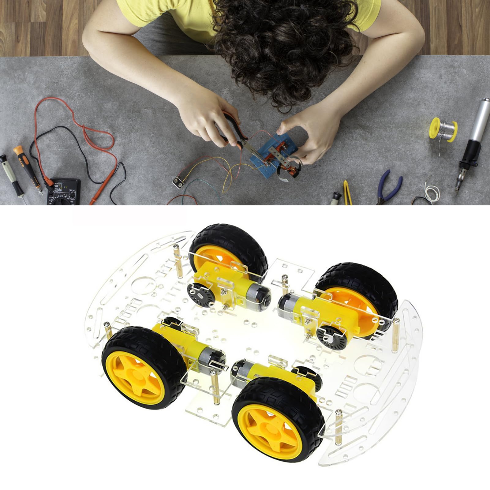 Smart Car Robot , 4wd Smart Robot Car Chassis Kit Good Direction Ability Flexible Turning for Entertainment