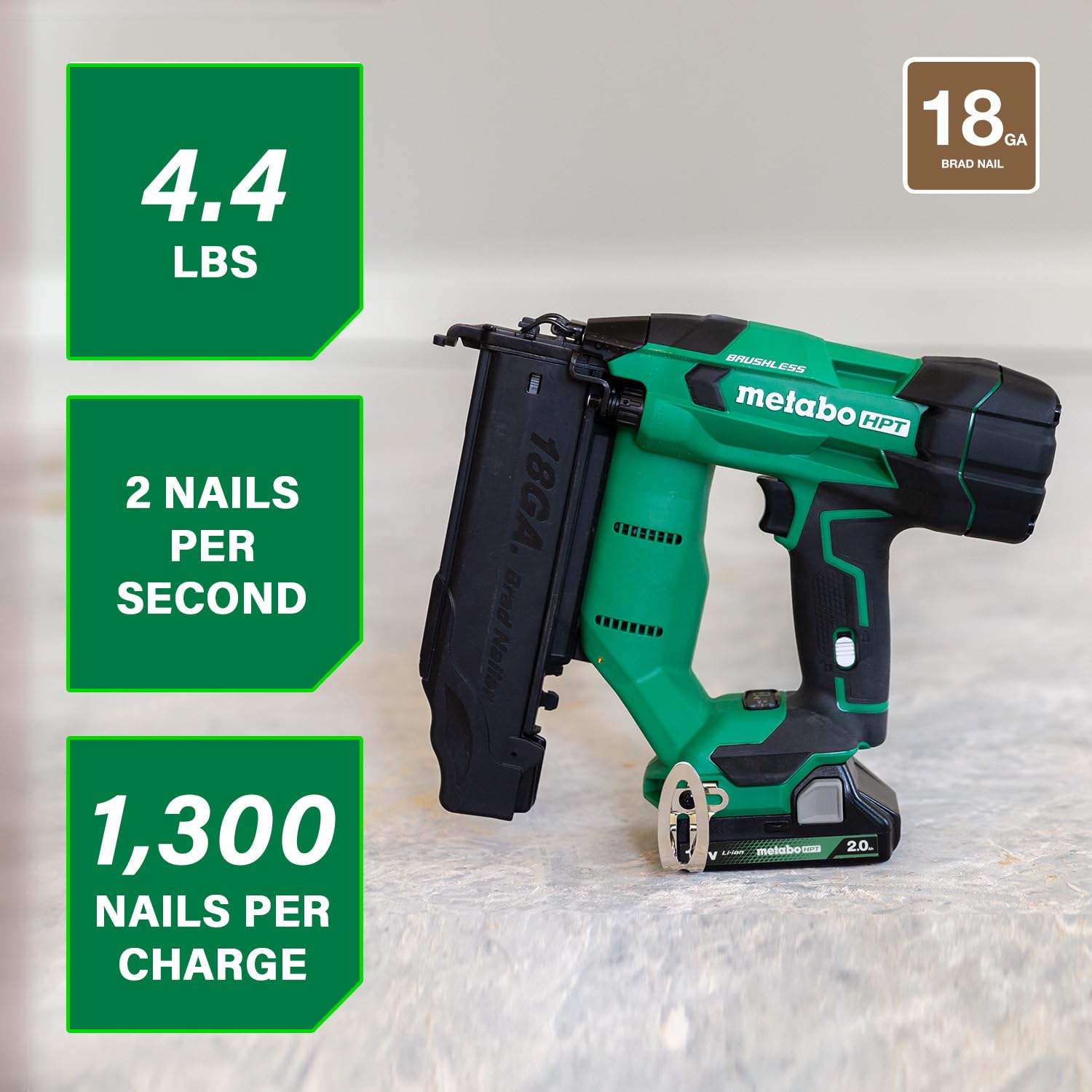Metabo HPT 18V Brushless Brad Nailer Kit - Cordless Power -2
