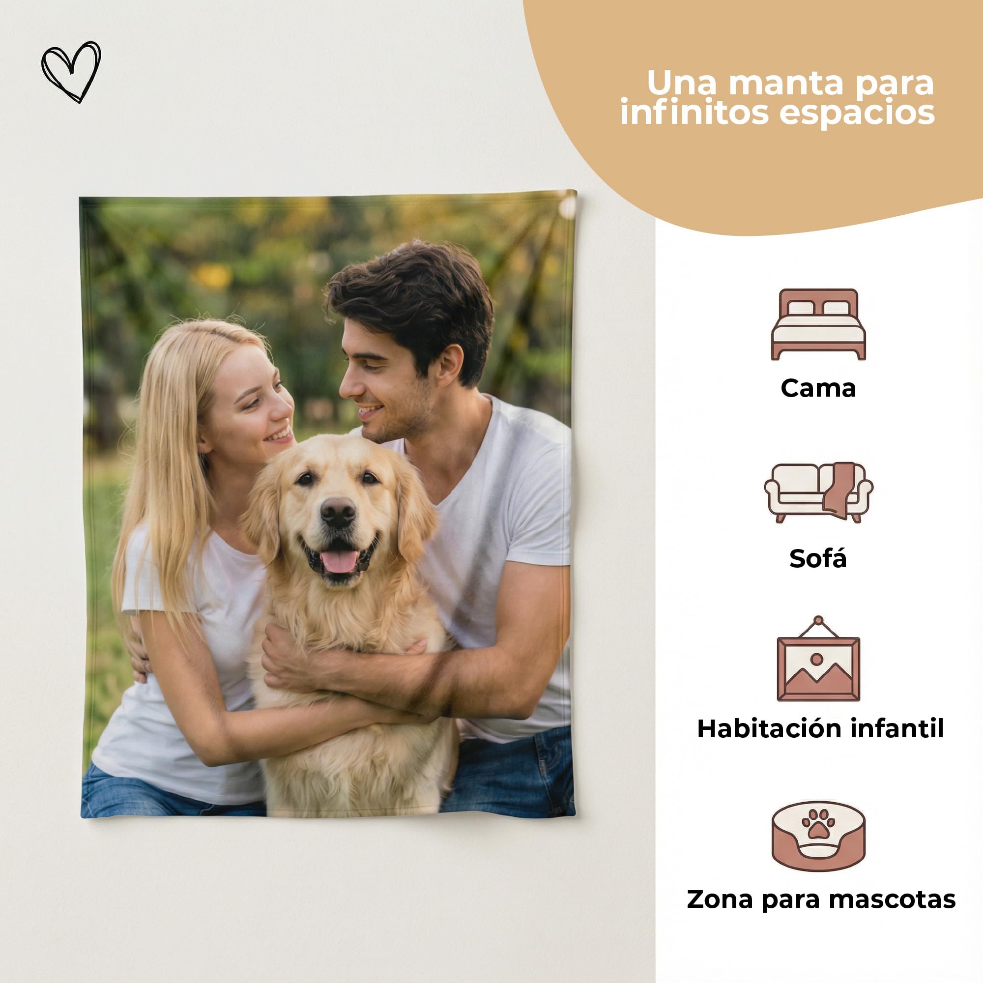 Cimpress Manta Personalizada con Foto, Mantas Personalizadas de Forro Polar Suave, Lavable con Imagen, Disponible en Formato Horizontal o Vertical y Varias Medidas (127x152 cm, Vertical)