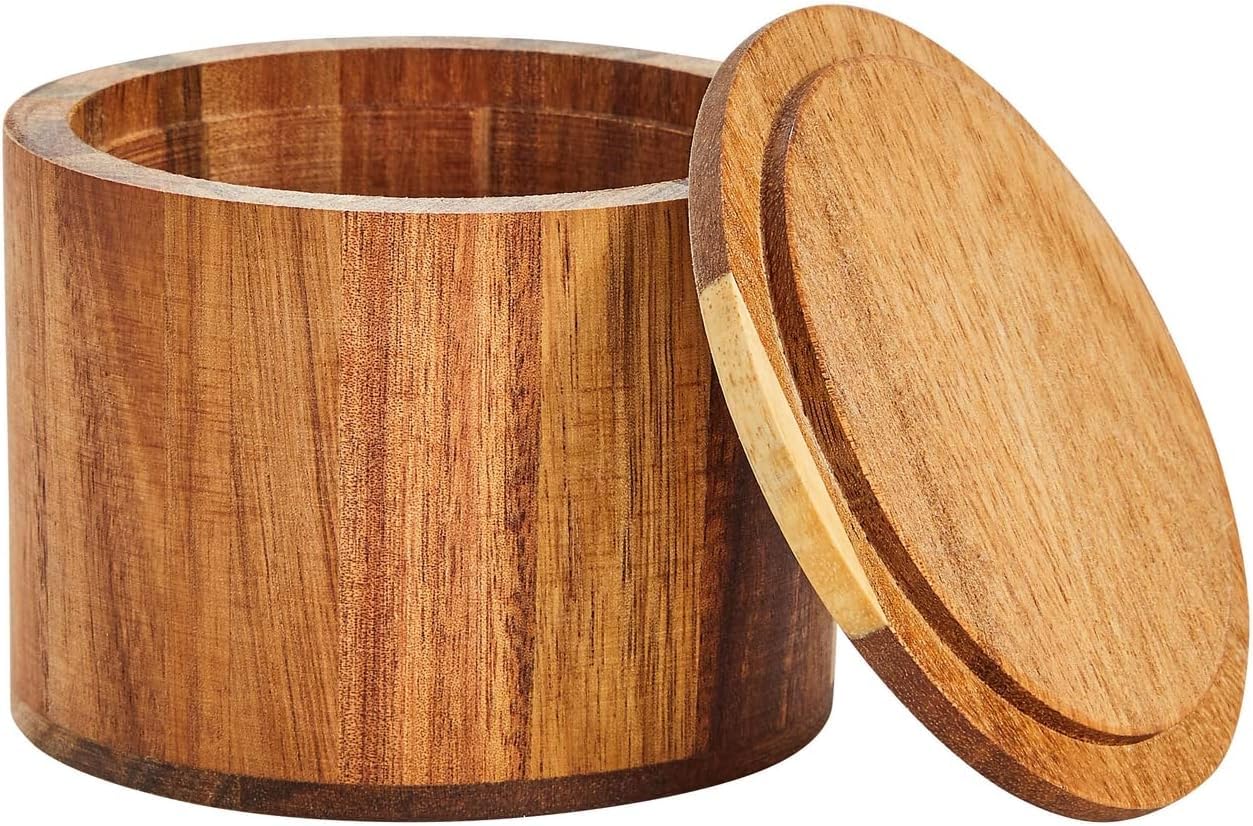 EthoweDen Wooden Salt or Spice Box Container with Swivel Cover perfect for keeping table salt, gourmet salts, herbs or favorite seasonings, close at hand on your countertop. (B0CQHF755N) Amazon Price History, Amazon Price Tracker