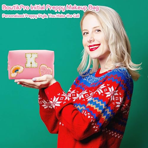 Miniatura 4 de boutikpro Bolsa de maquillaje de alta calidad, de piel sintética, impermeable, bolsa de cosméticos con corazón sonriente, arcoíris, bonita bolsa de