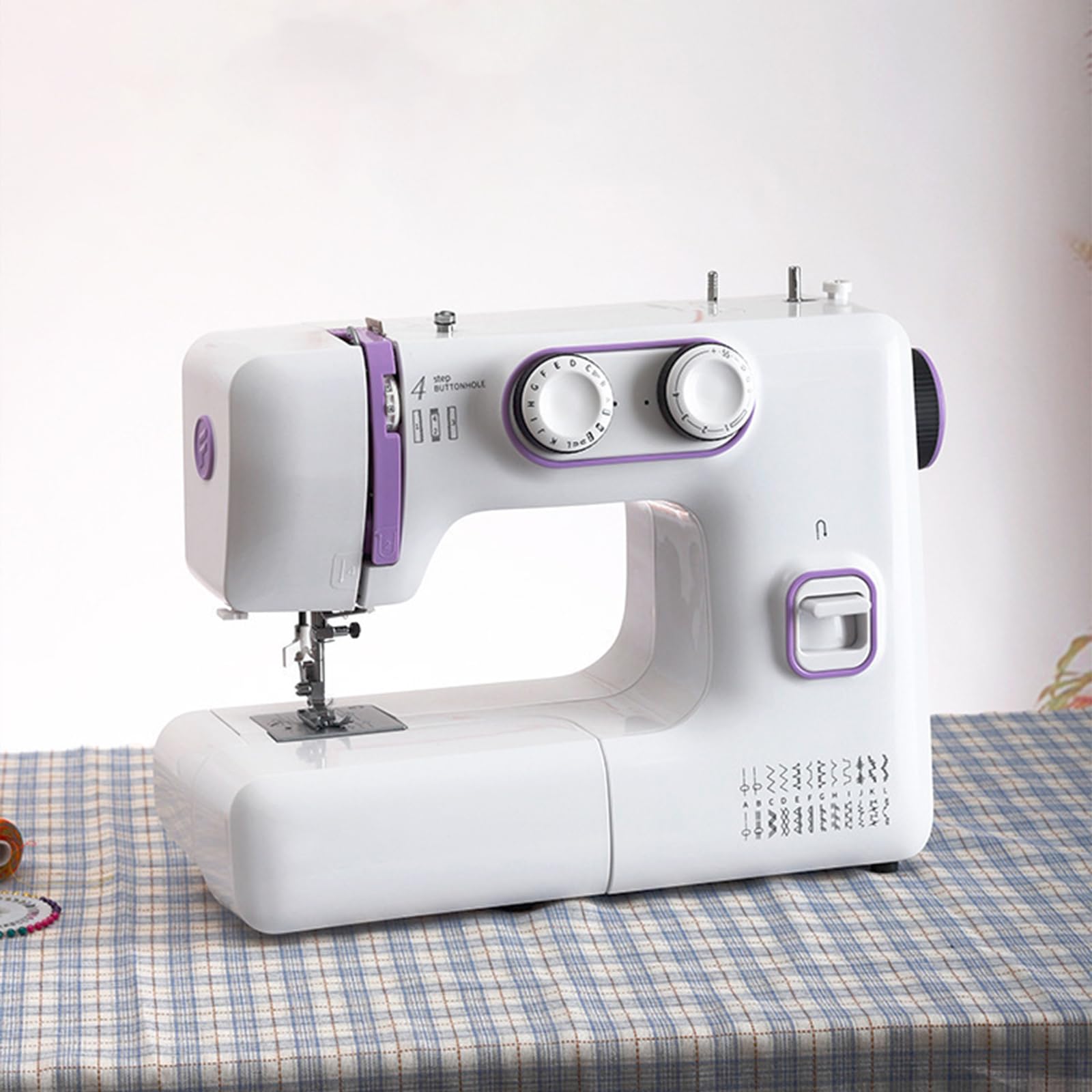 Eléctrica Portátil Máquina de Costura de 24 Agujas, Multifuncional Maquina Coser con Luz LED, Pequeña Máquina de Coser para Principiantes(Size:13.38 * 5.9 * 11.41in,Color:púrpura)