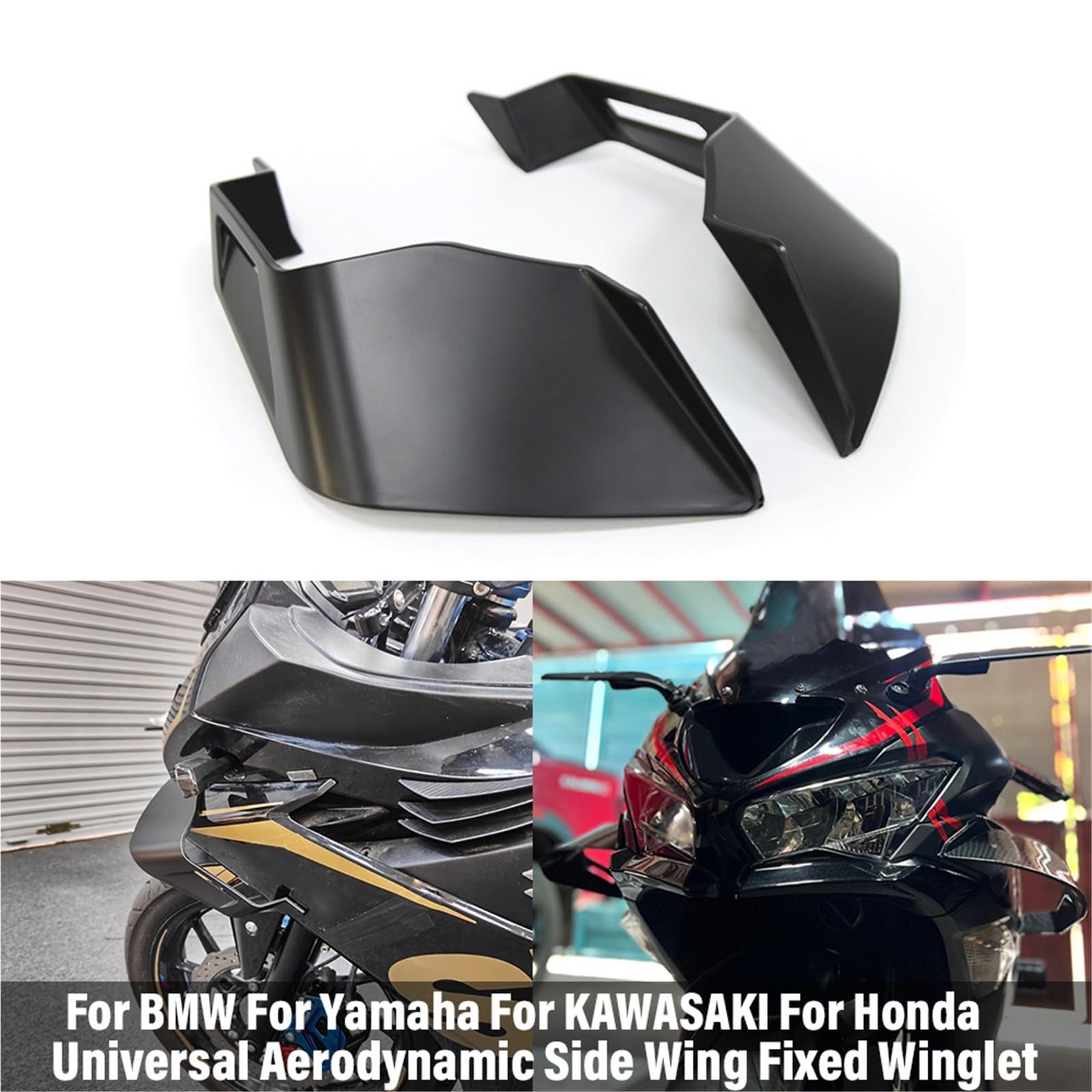Front Bumper Splitter dachowy Pasuje do Yamaha KAWASAKI Zestaw aerodynamicznych skrzydełek Skrzydło boczne Stały winglet Owiewka dociskowa