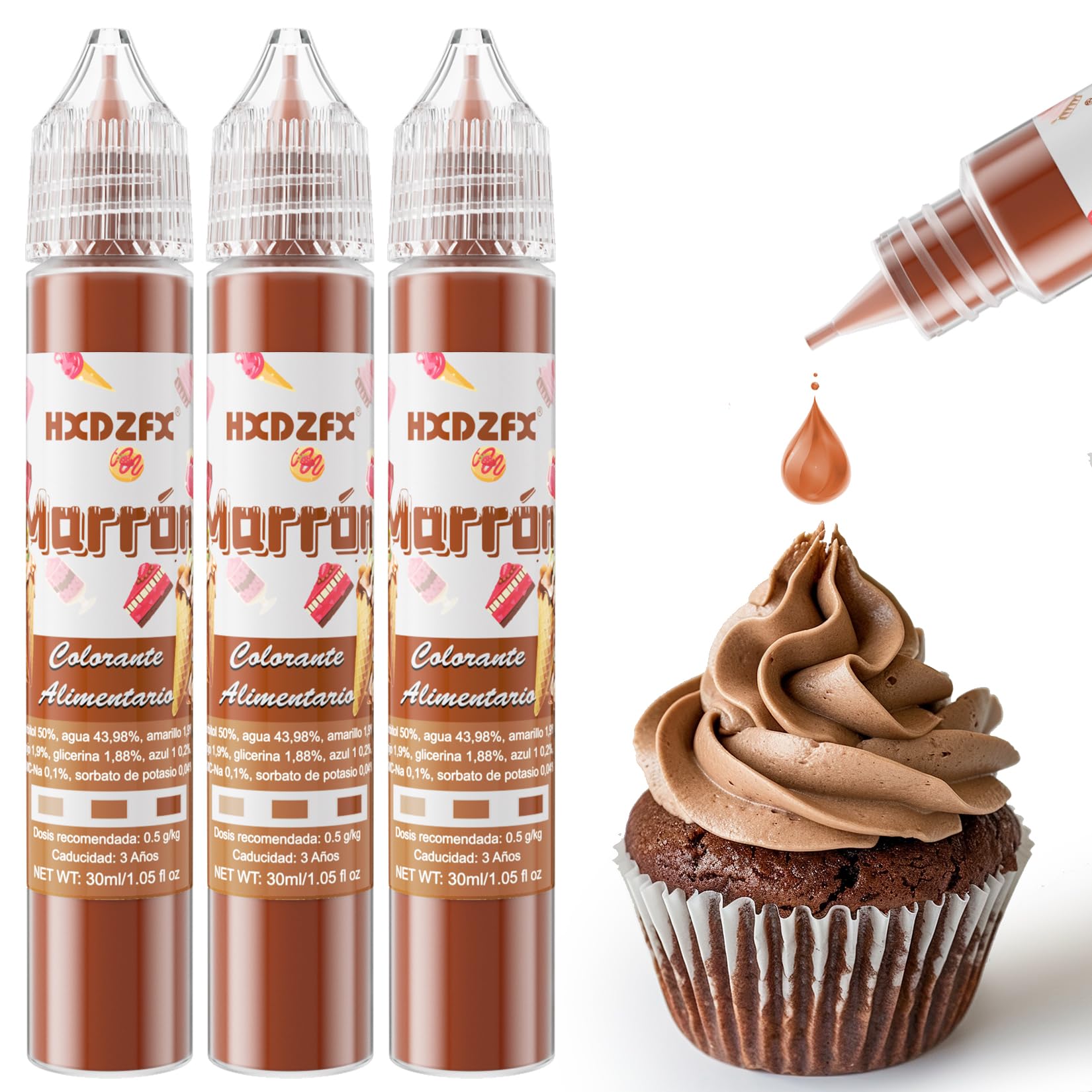 Colorante Alimentario Rojo - 30ml×3 Botellas Colorante Alimentario Alta Concentración Liquid Set para Repostería, Decoración de Tartas, Caramelos, Bebidas, Macarons — view 20