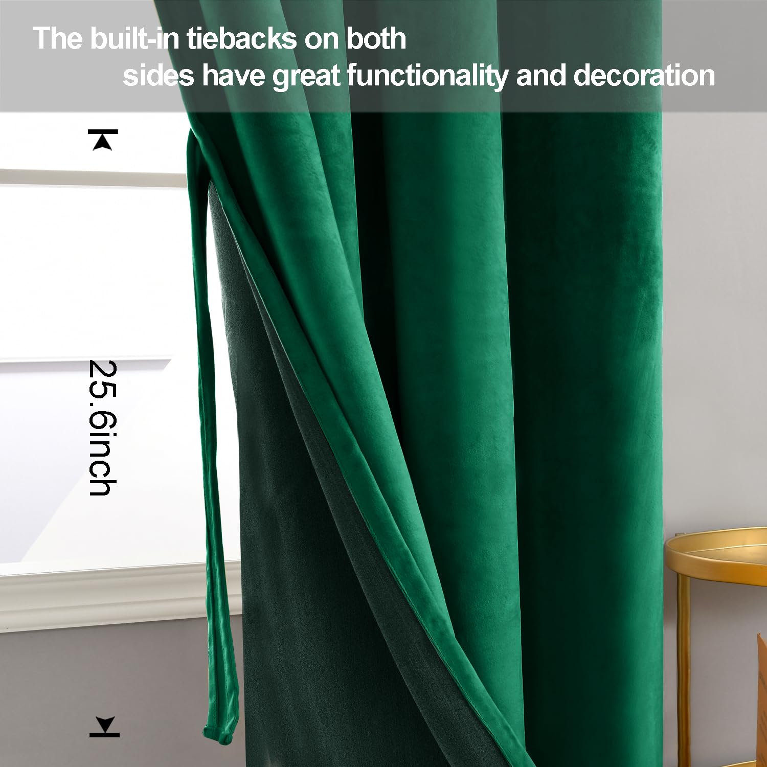 JIUZHEN Velvet Curtain Living Room Curtains Christmas Curtain Velvet Blackout Curtains with Eyelets Thermal Curtains Cold Protection Curtains Green Curtain Velvet Fabric Dark Green Set of 2 H 215 x W - Image 4