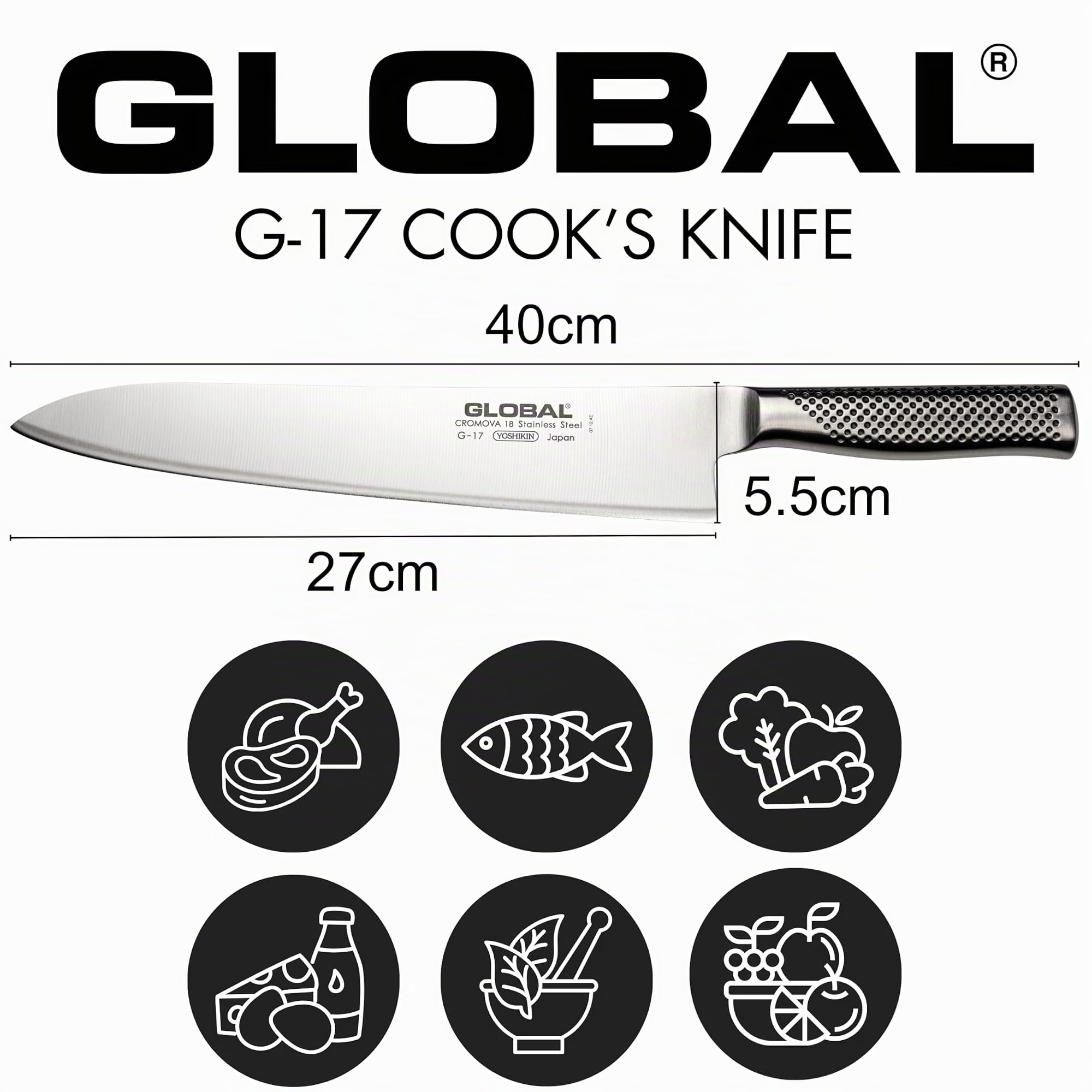 Coltello Global Forgiato Chef Cuoco G-17 cm. 27