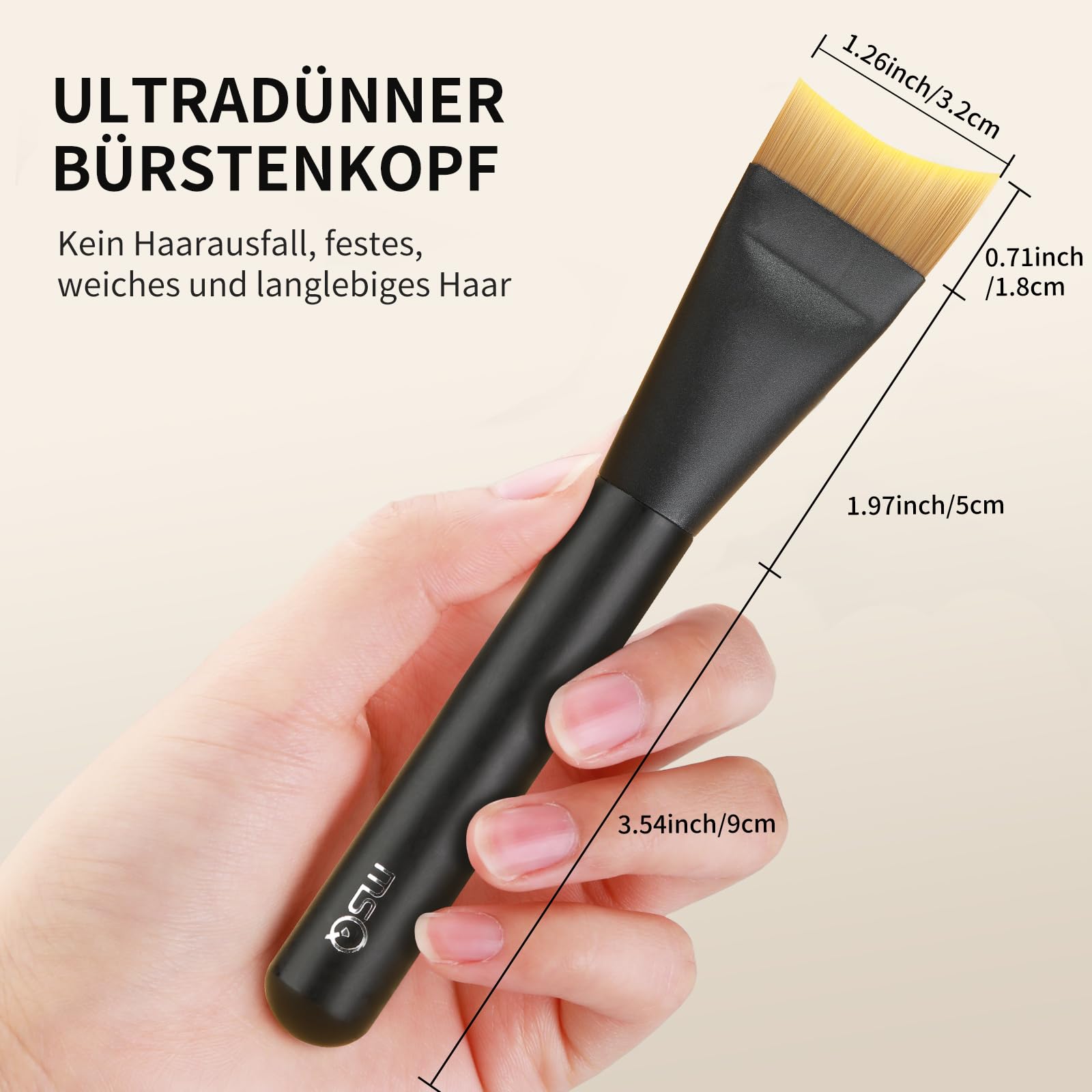 MSQ 1 brocha para base de maquillaje, ultrafina, para maquillaje líquido
