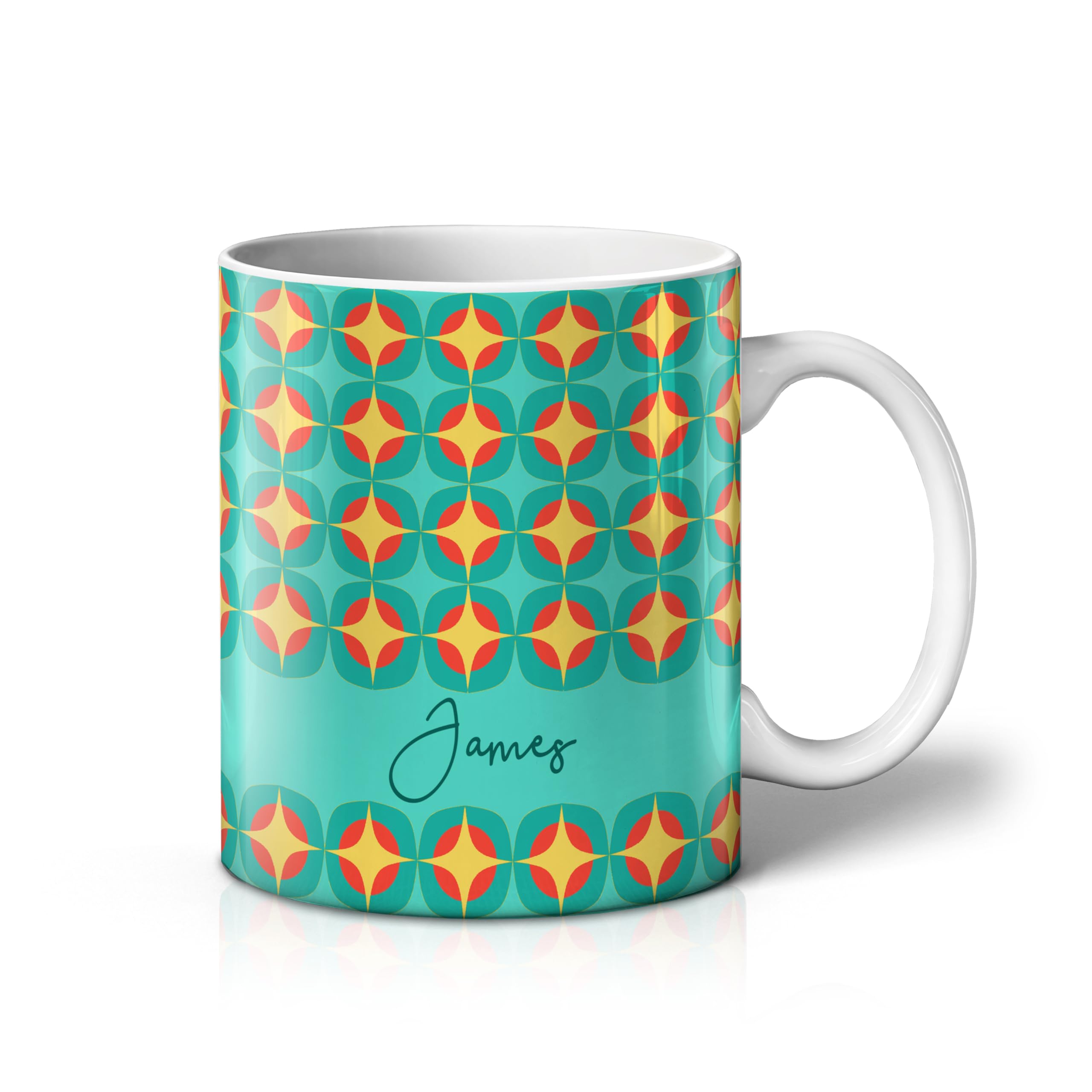 iCaseDesigner Personalised Retro Vintage Mug with Any Name – Custom Coffee Mug – 11 Oz Tea Cup – Unique Customised Gift for Men, Women, Work, Birthdays and Anniversaries - 9. Starburst Circles