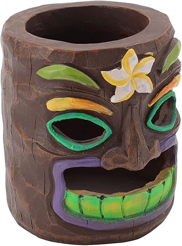 Miniatura 6 de Tiki Totem - Soporte para bolígrafo, novedoso vaso de resina fluorescente Tiki Totem, adorno Tiki para bolígrafo, lápiz, cepillo y suministros de