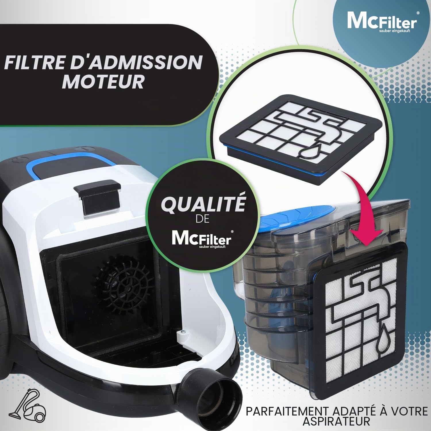 Lot de 3 filtres pour aspirateur Philips PowerPro Compact et Active - Alternative pour le kit de rechange Philips FC8010/02