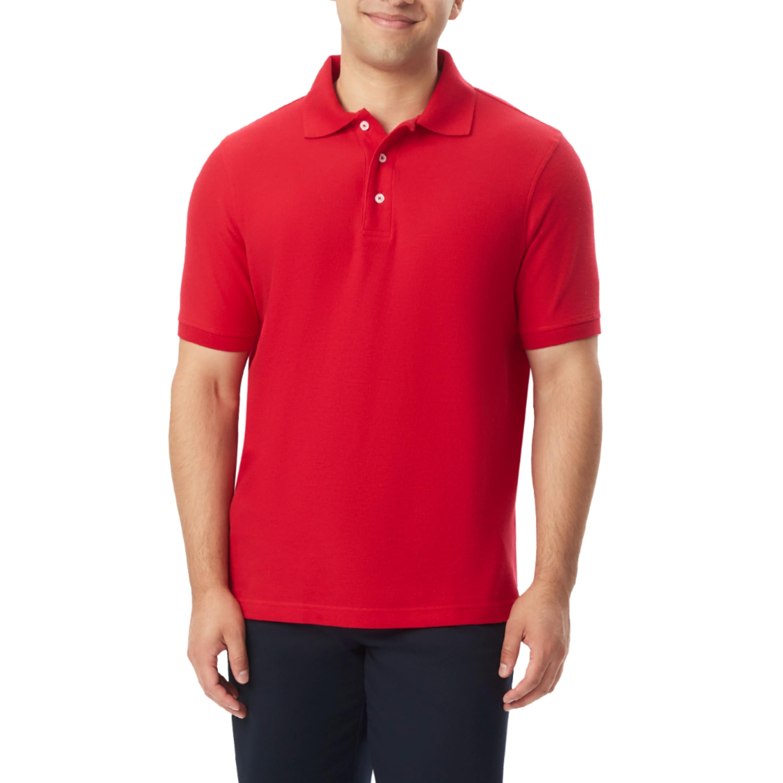 French Toast Boys Short Sleeve Pique Polo Shirt, Red, Large Husky (14/16H)