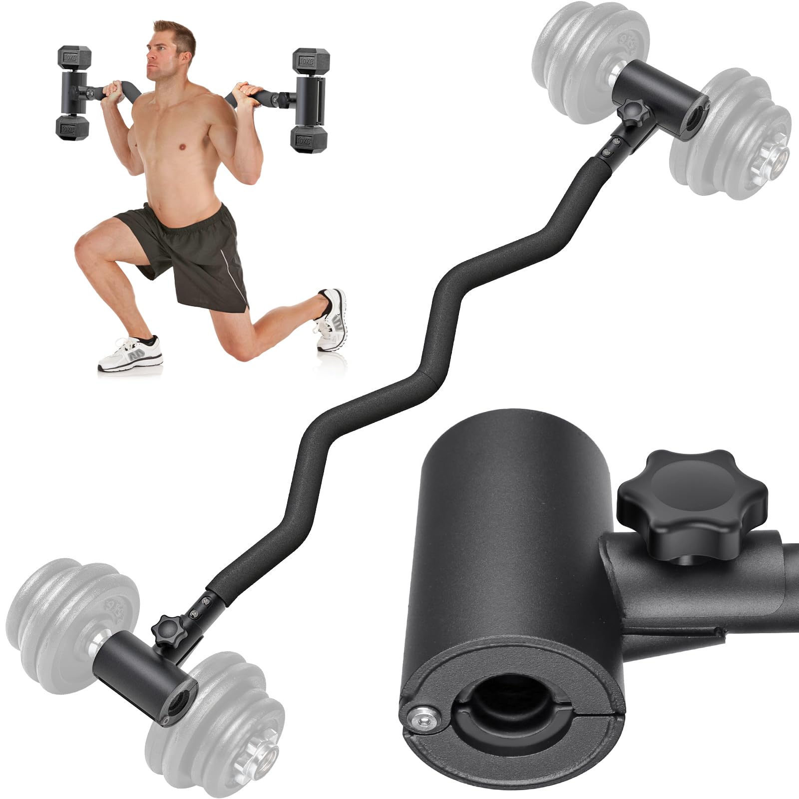 Kipika Convertisseur d'haltères réglable en haltère – Adaptateur de barre de curling EZ – Équipement d'haltérophilie polyvalent pour salle de sport à domicile