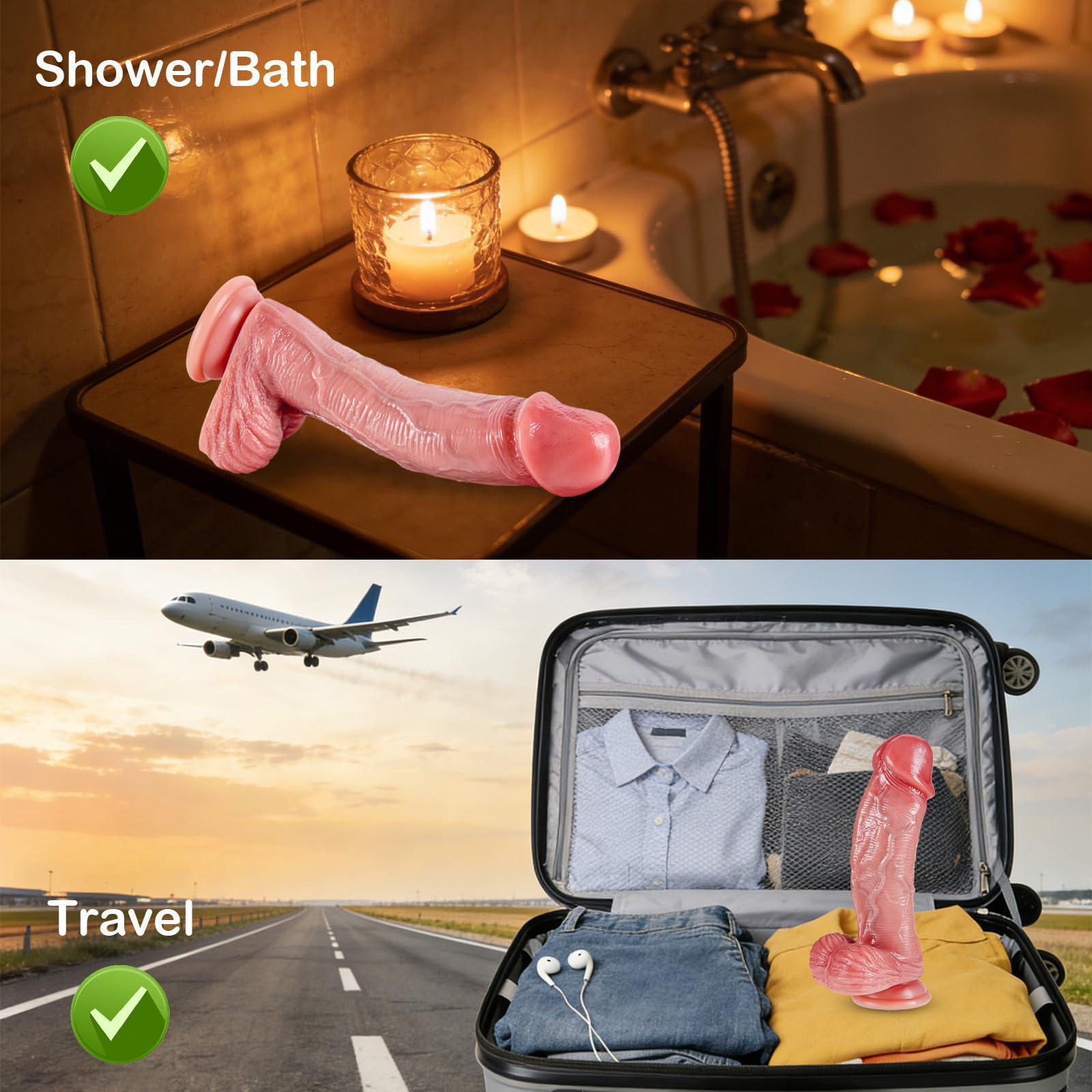 Fallo Lifelike Gigante Realistico 27,5 cm in Silicone Doppia Densità Spesso, Dildo Curvo con Ventosa Potente Anale G-Spot Diametro 6 cm Strapon Massaggio, Dildo Sex Toys per Donna & Uomo