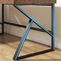 Vista 5 de HSH Rustic Computer Desk, Large Executive Writing Study Work Desk for Home Office, Industrial Metal Wooden PC Laptop Long Desk Workstation, Modern