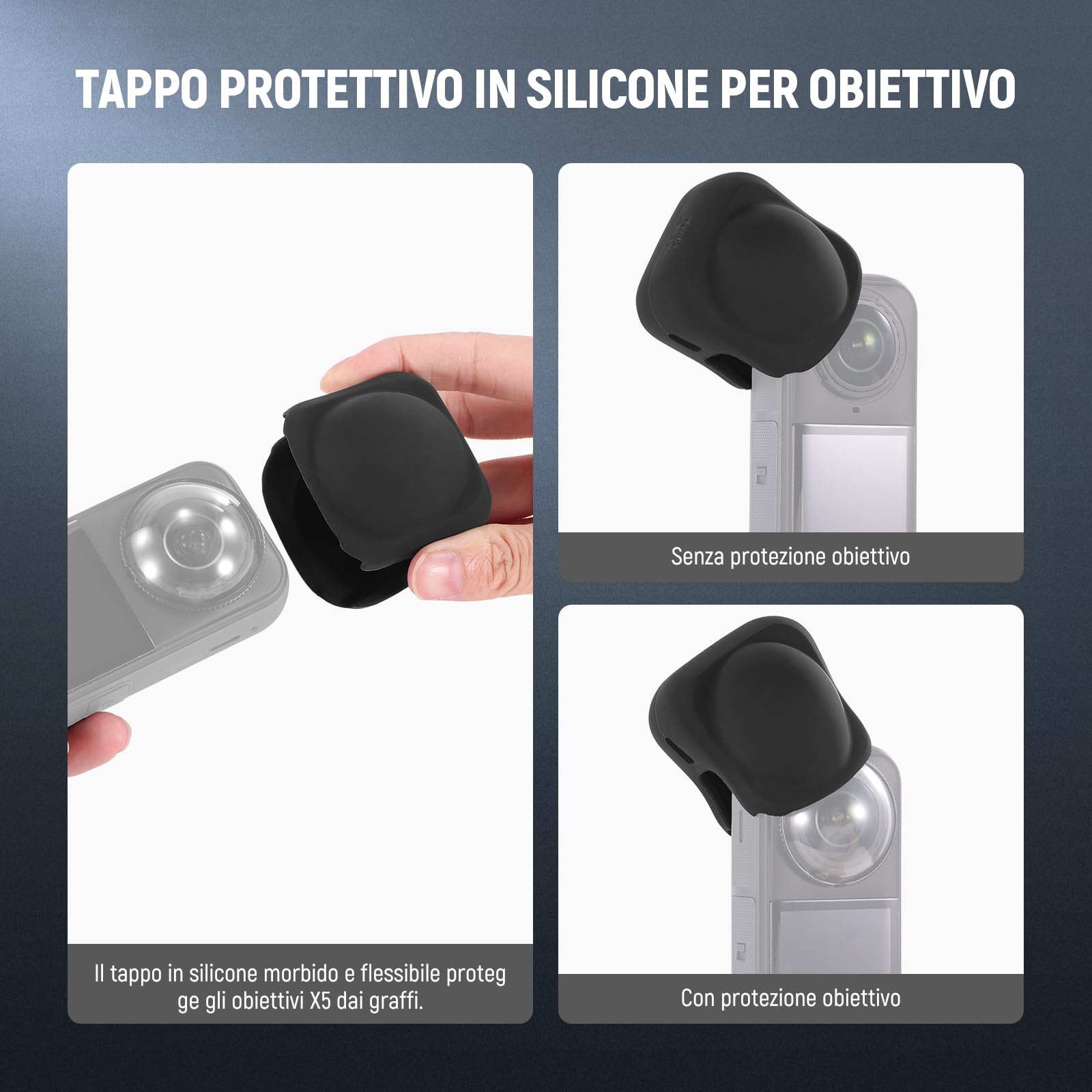 NEEWER Protezione per Schermo/Lente Compatibile con Insta360 X5 X4 Action Cam, Pellicola Protettiva per Schermo Temperato (2pz), Cap Custodia Protettiva in Silicone e Kit Accessori di Ricambio, CA156