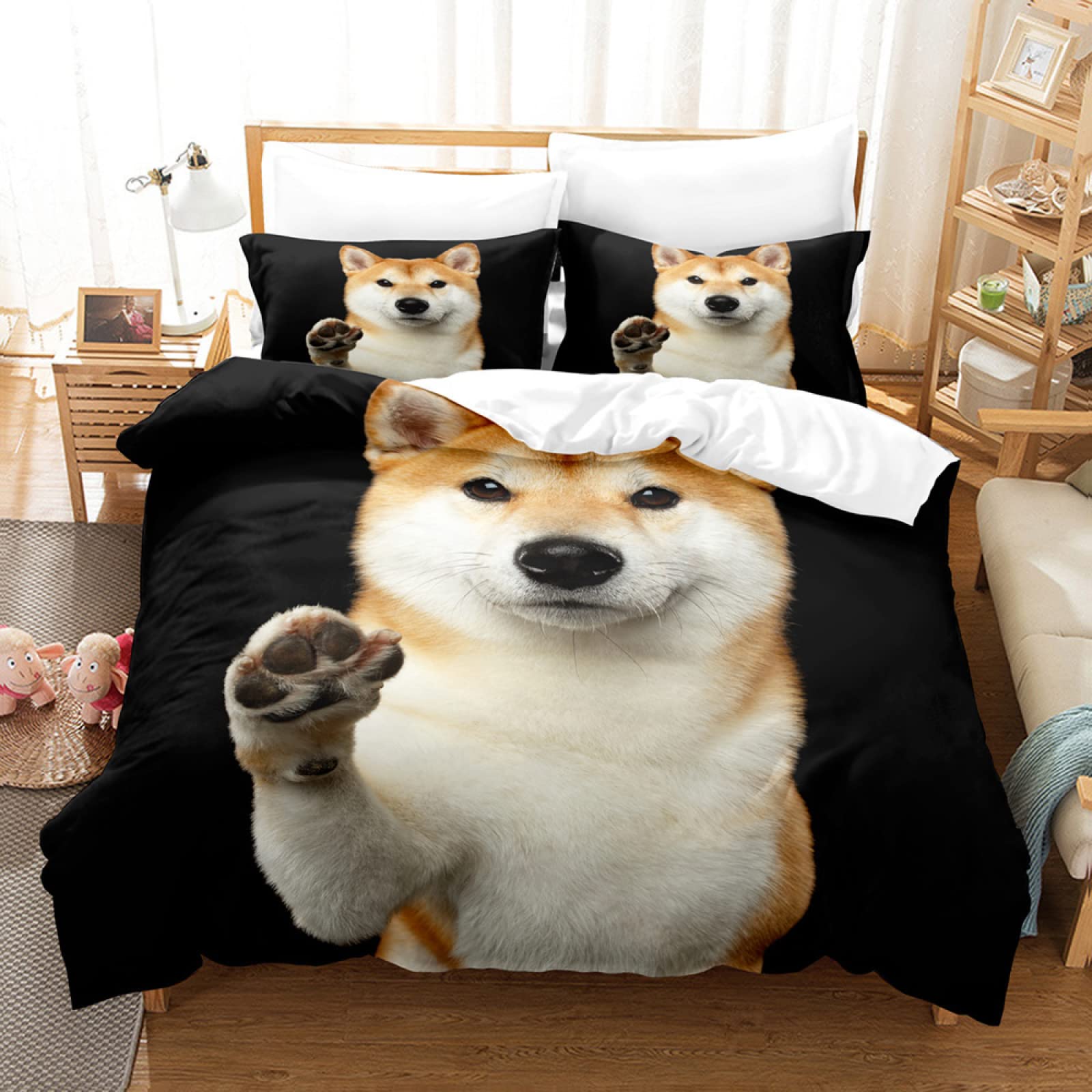 Amazon｜布団カバー 柴犬 布団セット 柔らかい 通気性 通気吸湿 抗菌