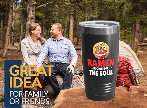 Ramen Lover Black Edition - Vaso vikingo de 20 onzas, fideos para los amantes de la comida, pollo, calabaza, vegano, despensa, fideos picantes