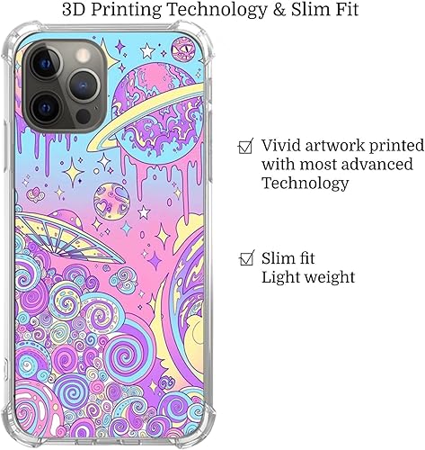 Miniatura 4 de Funda psicodélica para teléfono con imágenes de arte alienígena para iPhone 13 Pro Max, funda de arte estético hippie para niñas, niños, mujeres y