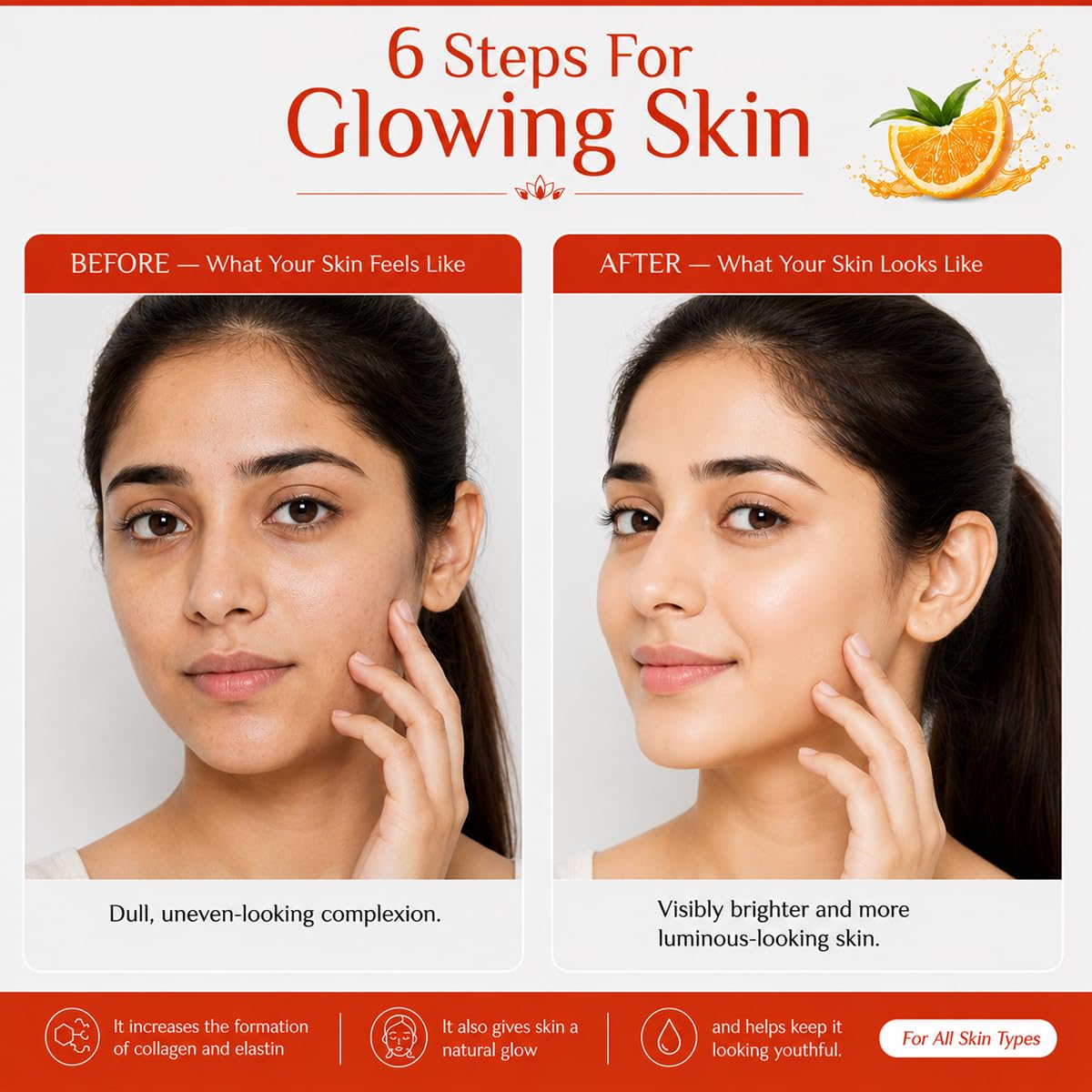 Vedic Line Vitamin C Facial Kit With Aloe Vera, Turmeric And Niacinamide For Glowing Skin, 50Ml (Monodose Of 6 Sachet) 1