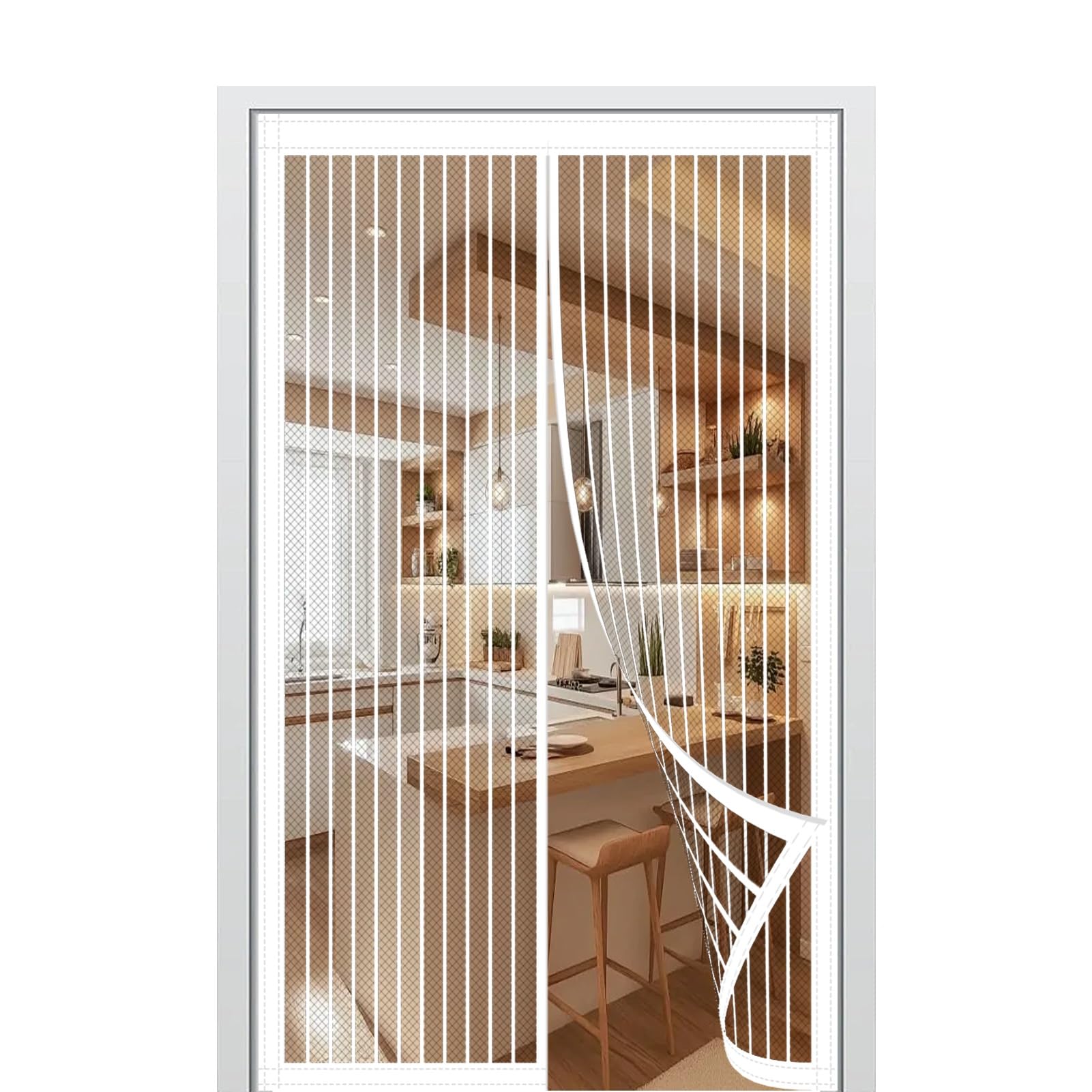 Mosquito Door Net Magnetic 143 x 228 cm Keep Bugs Out & Lets Fresh Air in Magnetic Fly Screens for Doors No Without Drilling Suitable for Patio Doors Balcony Bedroom, White