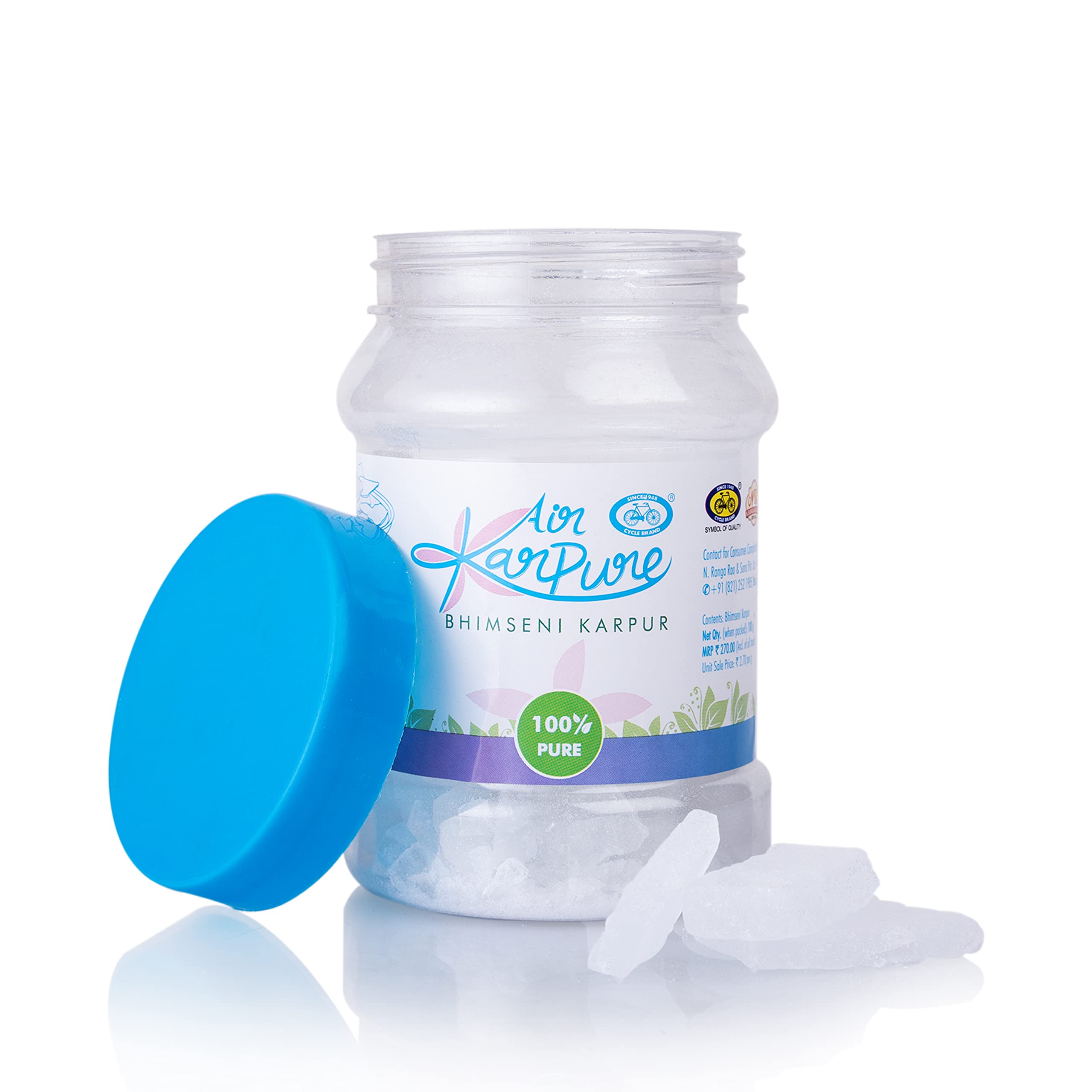 Cyle Pure Karpure Bhimseni Camphor Original, 100GM | 100% Pure Kapoor | Bhimseni Kapoor Original for Divine Puja Experience | Use with Camphor Electric diffuser | Long lasting fragrance