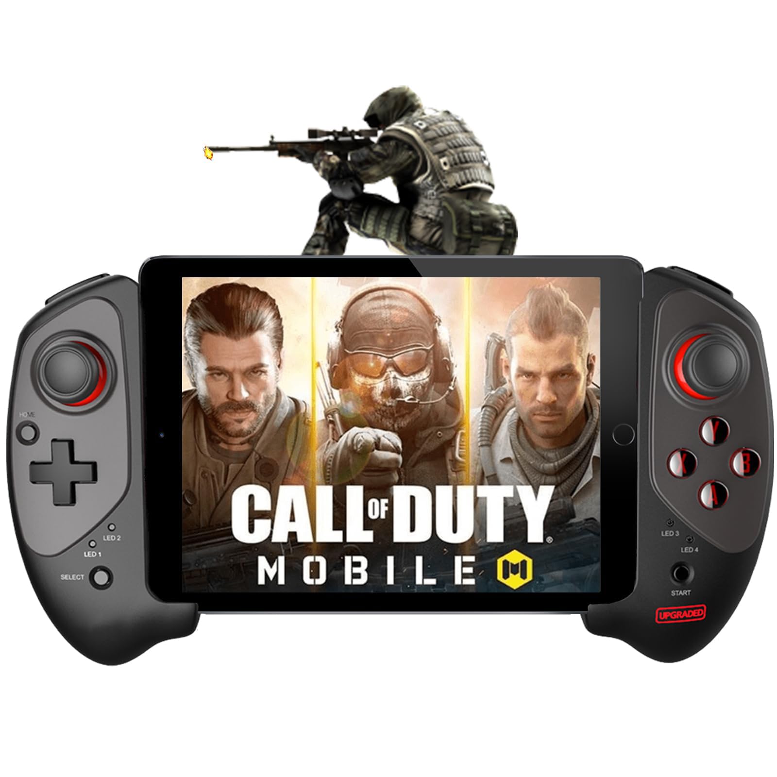 KASTWAVE Gaming Controller iPad/iPad Mini/iPad Air, iPhone 14/13/12/11, iOS, Tablet Android Gamepad Samsung Galaxy Tab, Huawei MatePad, Yoga Tab[Within 5-11 inch] PC Game Joystick COD, Steam, Black