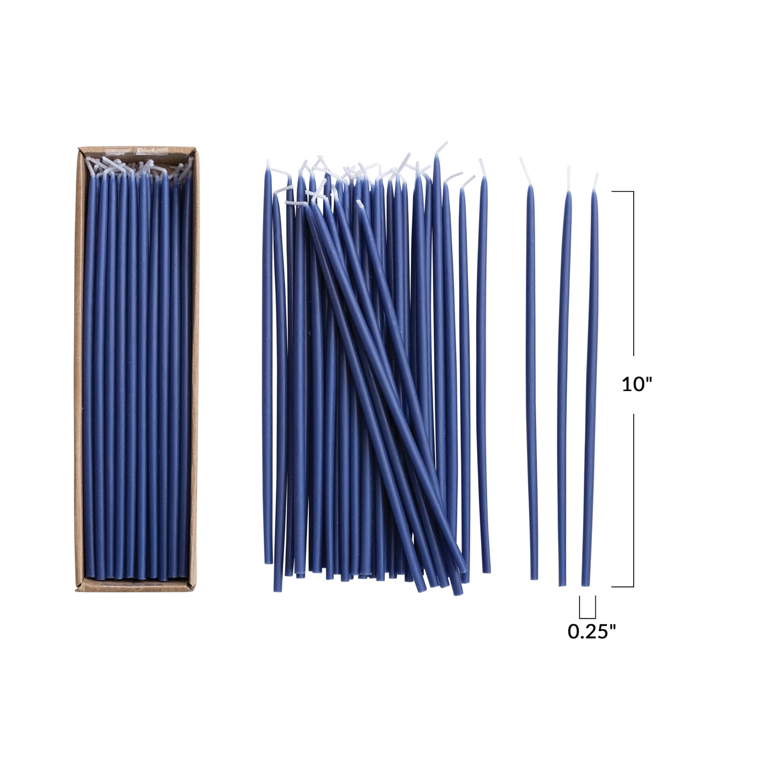 Creative Co-Op 36-Piece Unscented Thin Taper Candles in Box, Navy Color