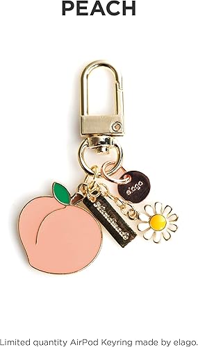Miniatura 3 de elago Llavero AirPods melocotón Dije para AirPods, bolso, bolso, mochila, bolsa, llave de coche, llavero duradero, material resistente, bonitos