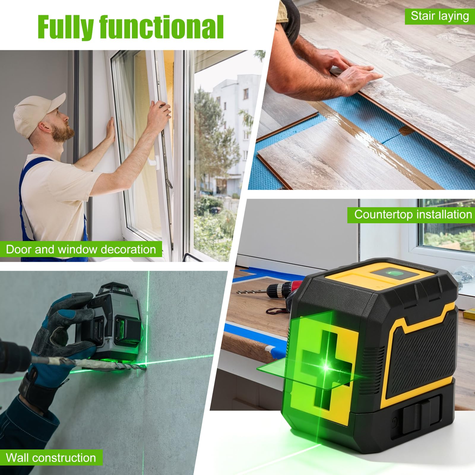 Livella laser a croce con treppiede, laser verde a croce, autolivellante a 360°, laserverticale e orizzontale, portata 30 m, lasera croce per interni ed esterni, fai da te