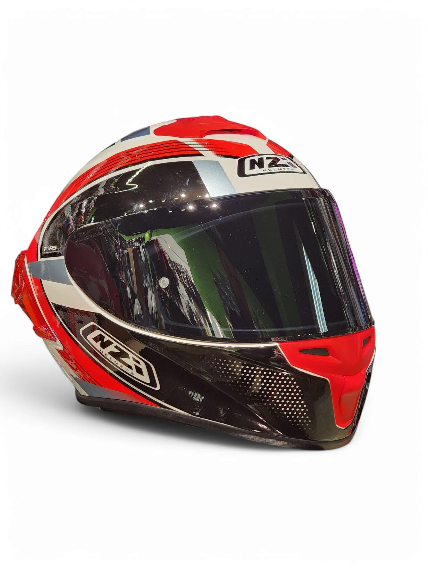 Casco Moto NZI Trendy 3 Stream Rapid Blanco Negro Rojo - Casco de Moto Integral con Pantalla Oscura + Transparente + Spoiler ECE 22.06 - Unisex Hombre y Mujer (M) + pìnlock 70