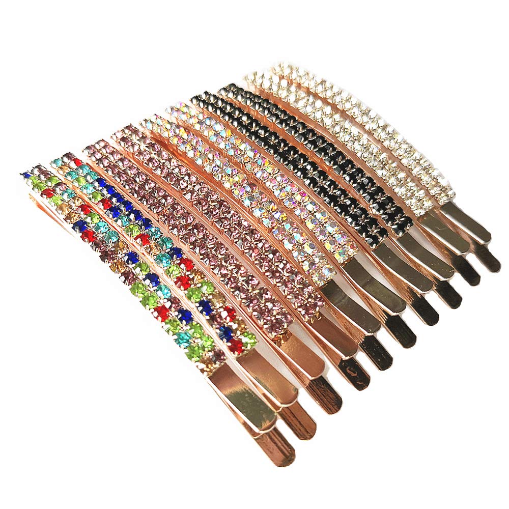 Kiddale 10Pieces Rhinestone Bobby Pins Crystal Hairpin Metal Hair Clips Styling Decorative Accessories for Lady Women Girls,Christmas Gifts