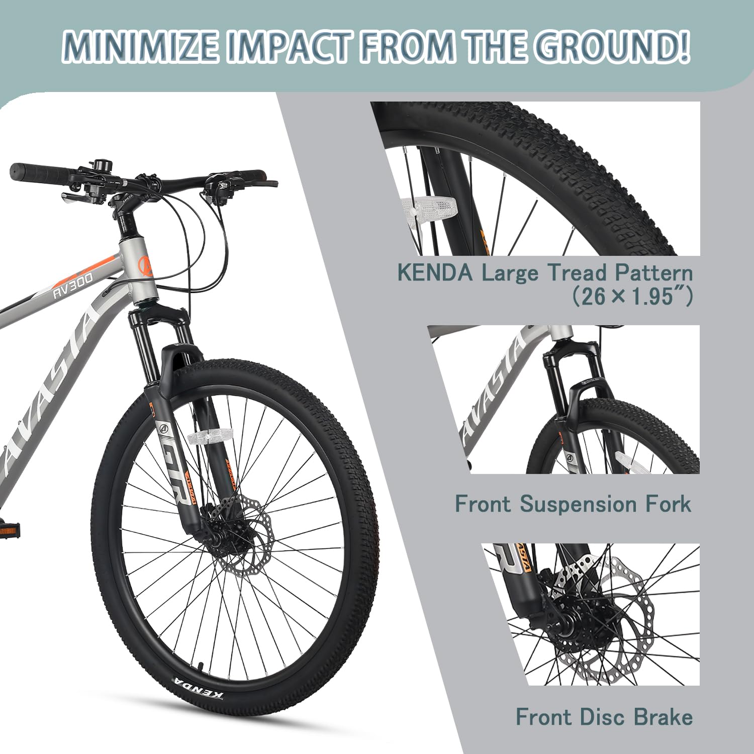 AVASTA AV300 26 27.5 inch Mountain Bike with 21-Speed，Aluminum Frame, Dual Disc Brake, Comfortable Saddle,Multiple Colors