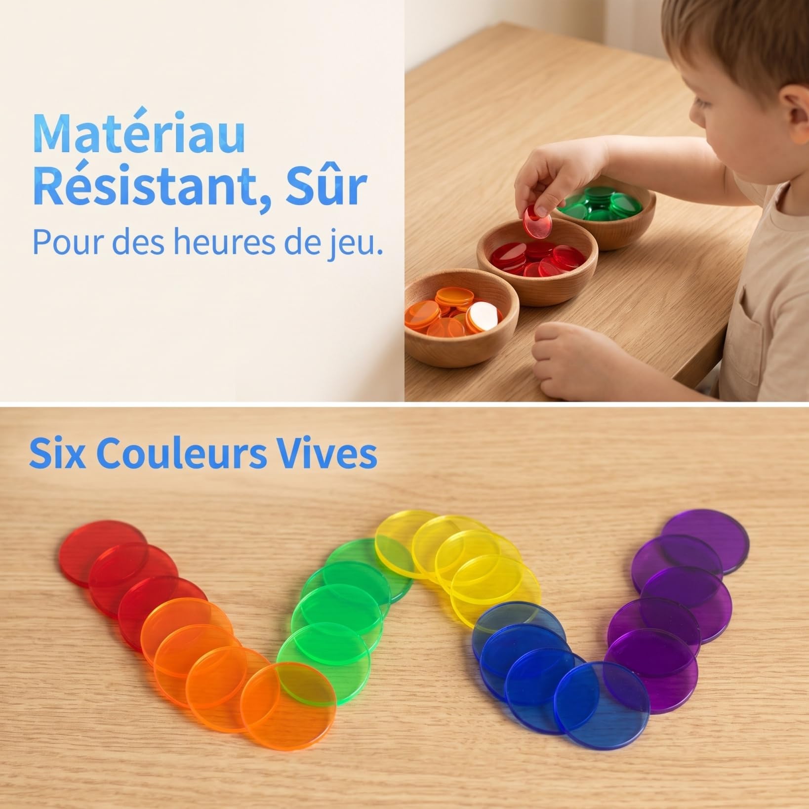 Toyvian Lot de 300 Jetons Plastique 19Mm Couleurs Variées 6 Teintes 50 Jetons par Couleur pour Jeux De Bingo Et Société Accessoires De Jeu